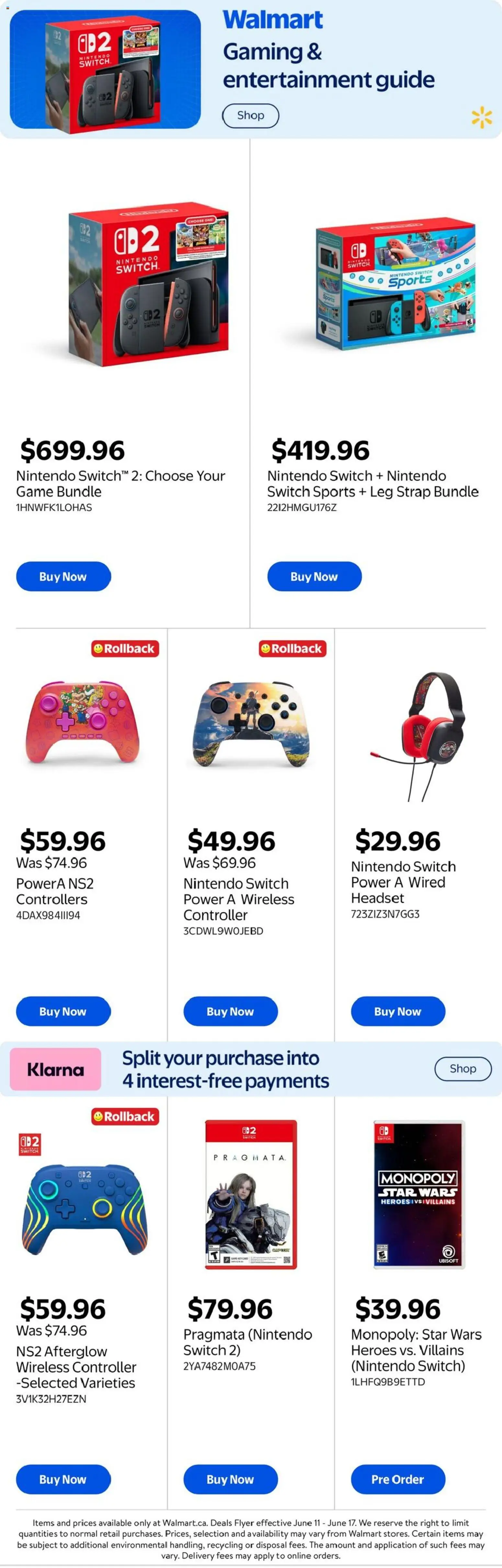 Preview of leaflet Walmart flyer - Gaming & entertainment guide from shop Walmart is valid from Jun 11, 2026 - Game, Nintendo Switch