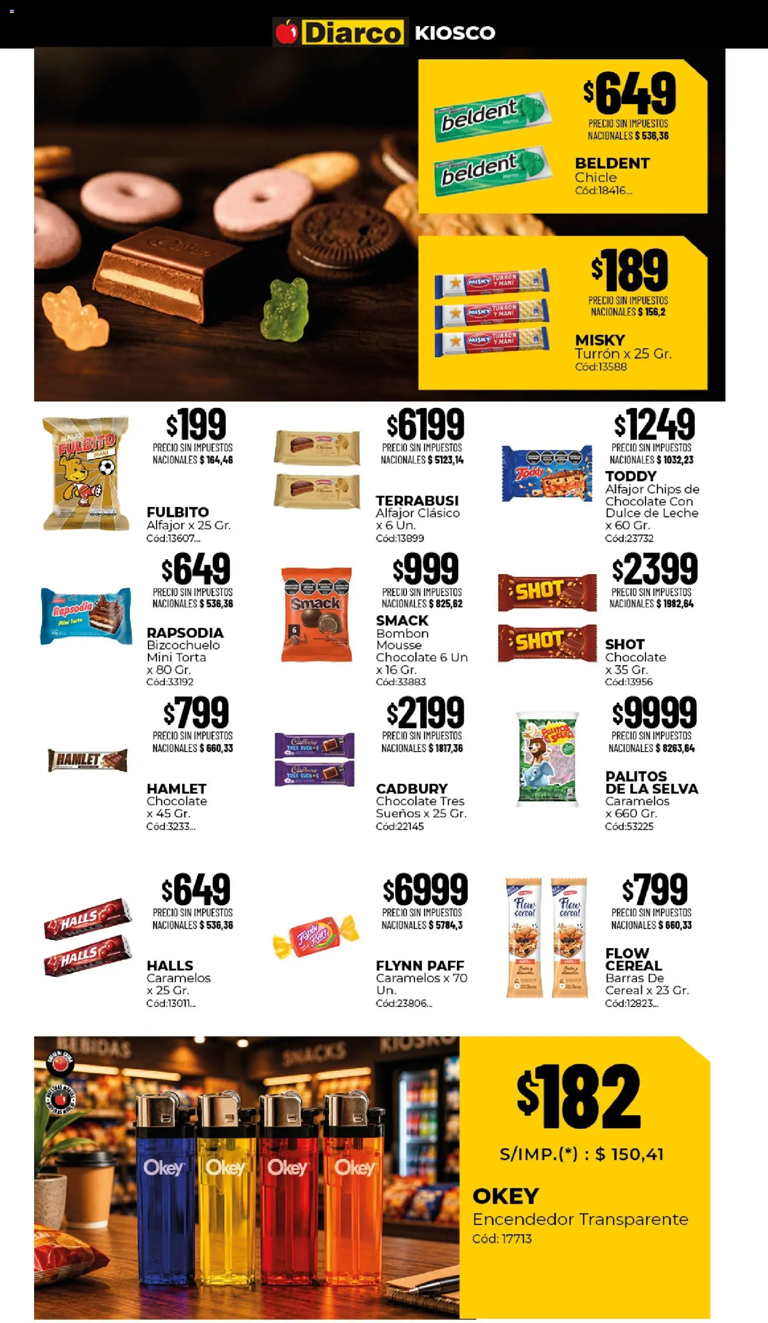 Vista previa del folleto de la tienda Diarco válido desde el 17/08/2026 - Chocolate, Torta, Snacks, Encendedor, Mani, Turrón, Dulce, Mousse