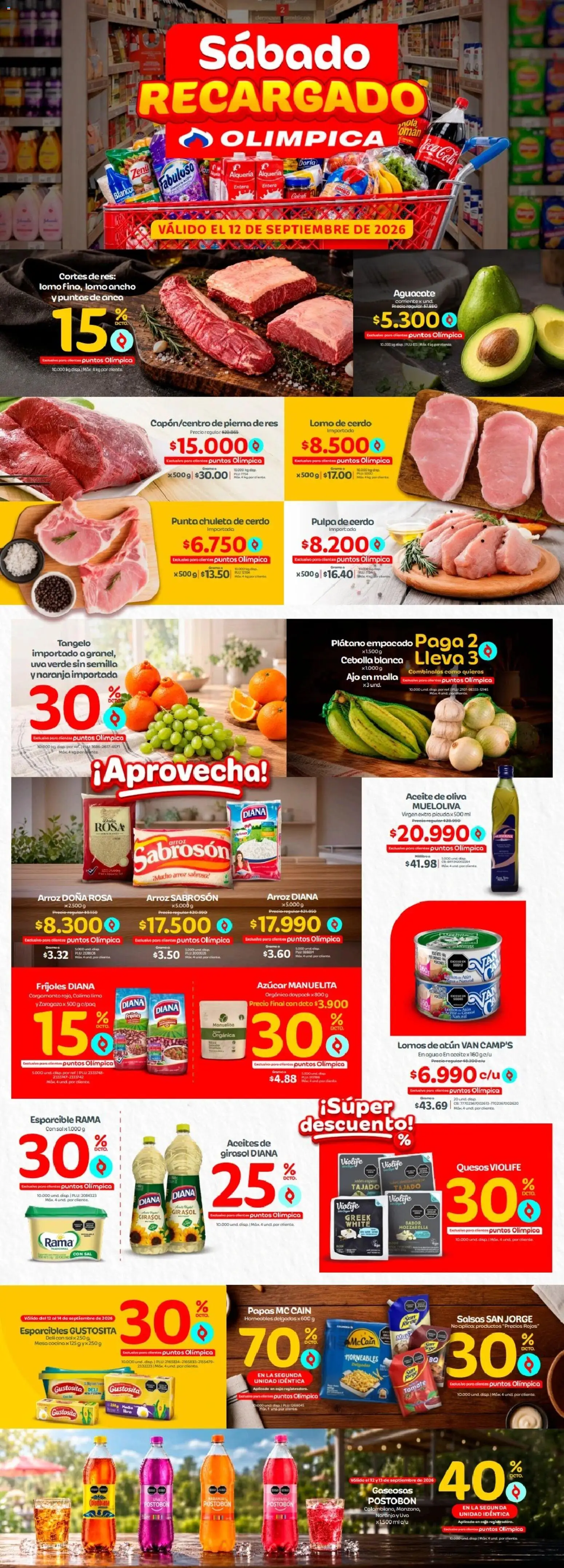  Vista previa del prospecto Olímpica catálogo Sábado recargado del almacen Olímpica válida del 12/09/2026 al 19/09/2026