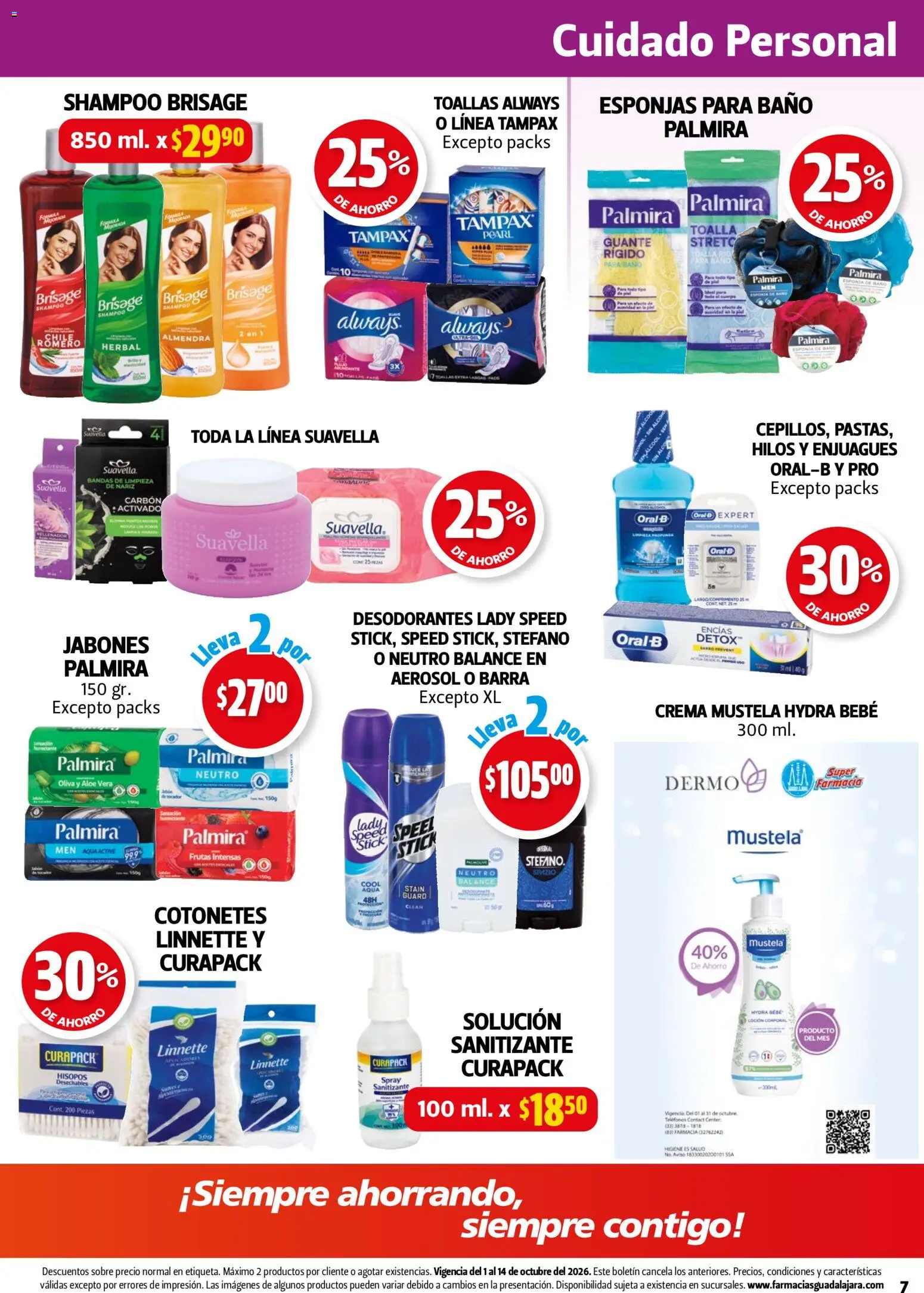 Vista previa las ofertas de la tienda Farmacia Guadalajara - Farmacia Guadalajara catálogo desde el 01/10/2026 - Shampoo, Esponjas, Aloe Vera, Carbón activado, Barra, Loción corporal, Almendra, Guante