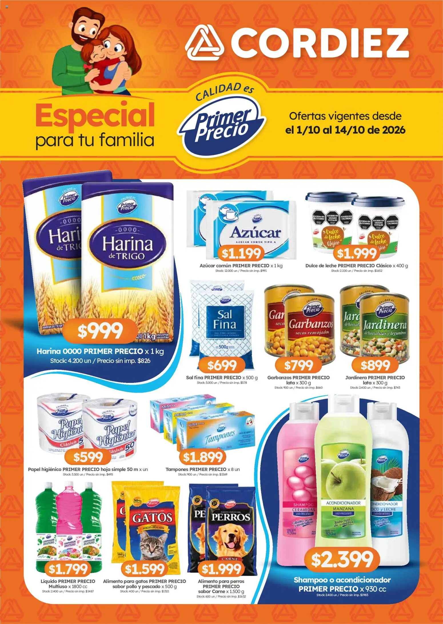 Vista previa del folleto de la tienda Cordiez válido desde el 01/10/2026 - Shampoo, Carne, Pescado, Harina, Papel higiénico, Garbanzos, Tampones, Dulce
