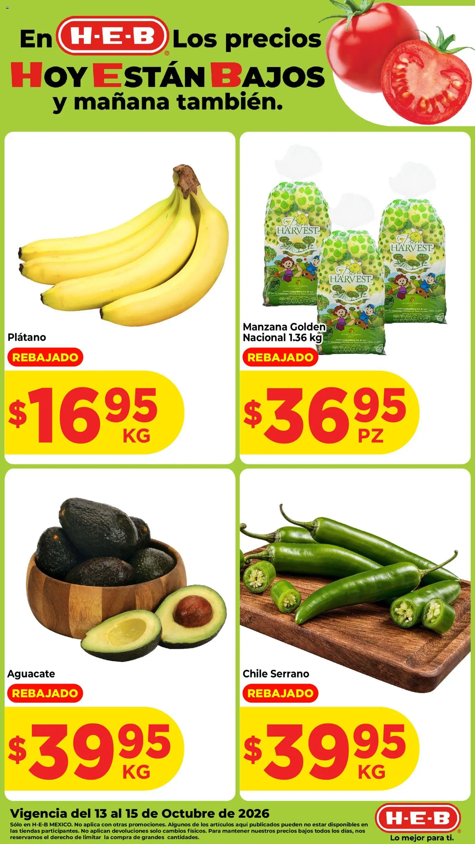 Vista previa las ofertas de la tienda H-E-B - H-E-B folleto Fruta y venduras desde el 13/10/2026 