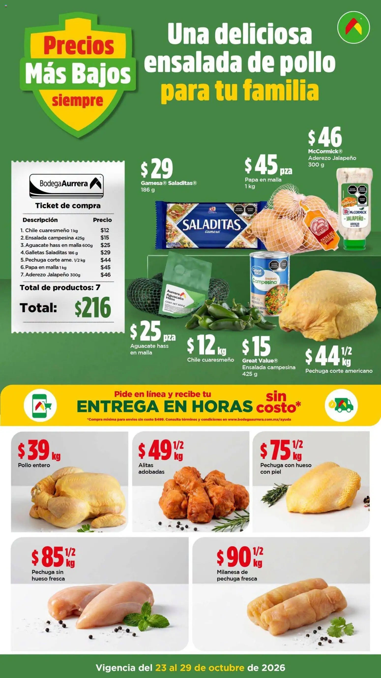 Vista previa las ofertas de la tienda Bodega Aurrerá - Bodega Aurrerá folleto Una deliciosa ensalada de pollo para tu familia desde el 23/10/2026 