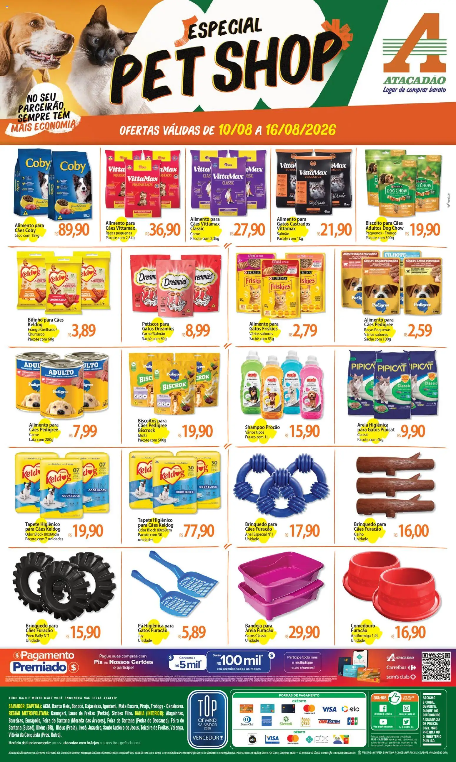 Pré-Visualização do folheto "Atacadão ofertas - BA" da loja Atacadão válido a partir de 10/08/2026 - Shampoo, Biscoito, Tapete, Carne, Biscoitos, Petiscos, Bandeja, Comedouro