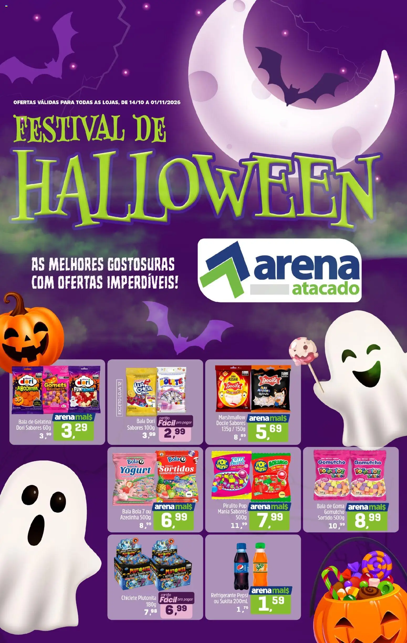 Pré-Visualização do folheto "Arena Atacado ofertas Halloween" da loja Arena Atacado válido a partir de 14/10/2026