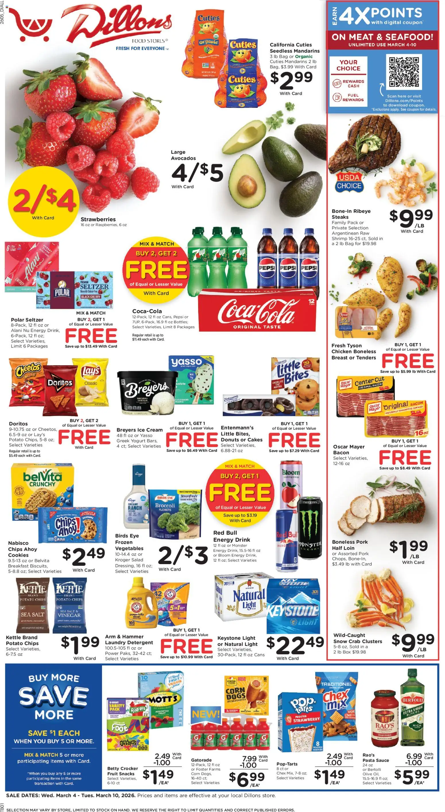 Ad Preview of Dillons Dillons Weekly Ad from 03/04/2026 - UPS, Pasta, Vegetables, Yogurt, Corn, Toaster, Mandarins, Detergent