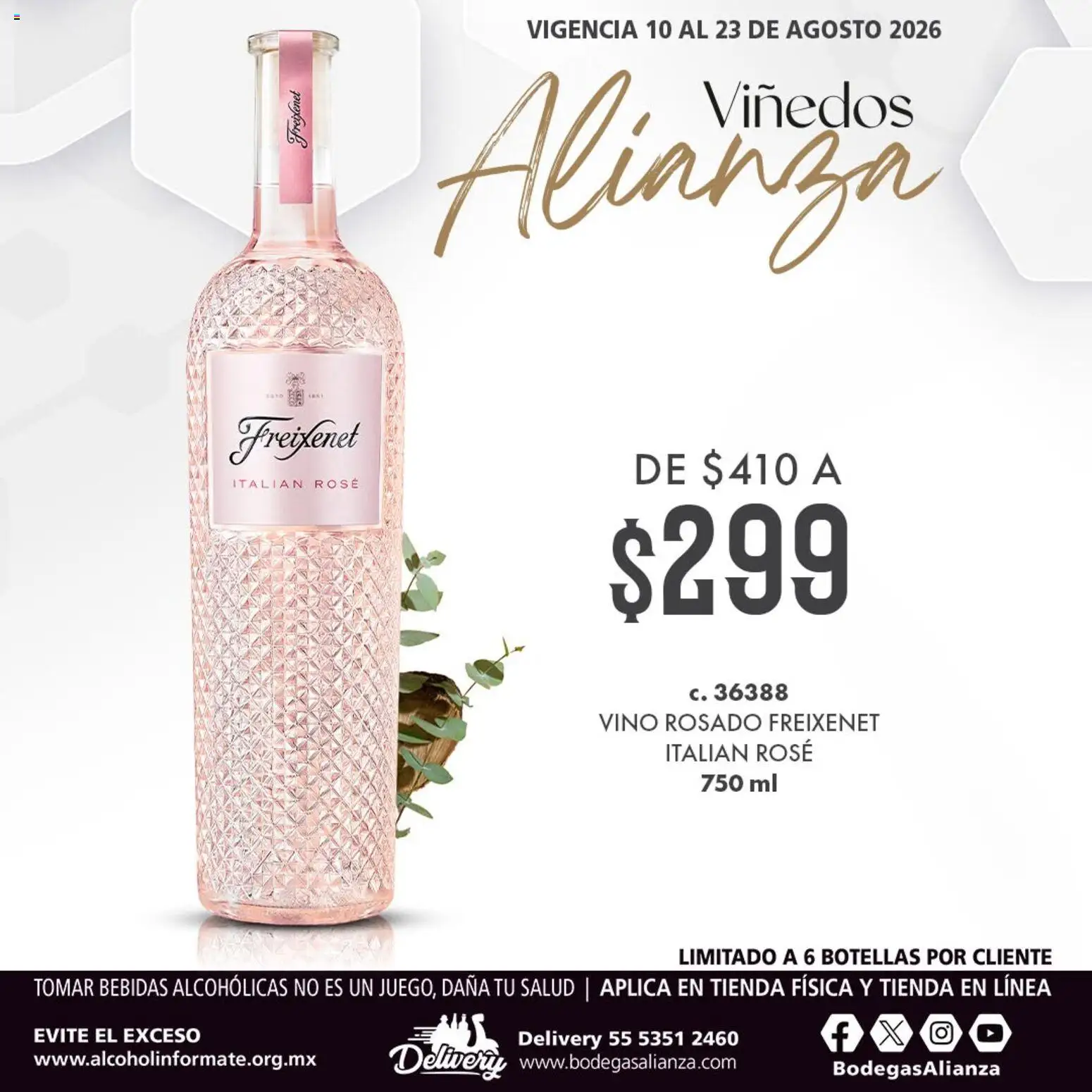 Vista previa las ofertas de la tienda Bodegas Alianza - Bodegas Alianza catálogo Viñedos Alianza desde el 10/08/2026 - Bebidas, Vino, Vino rosado