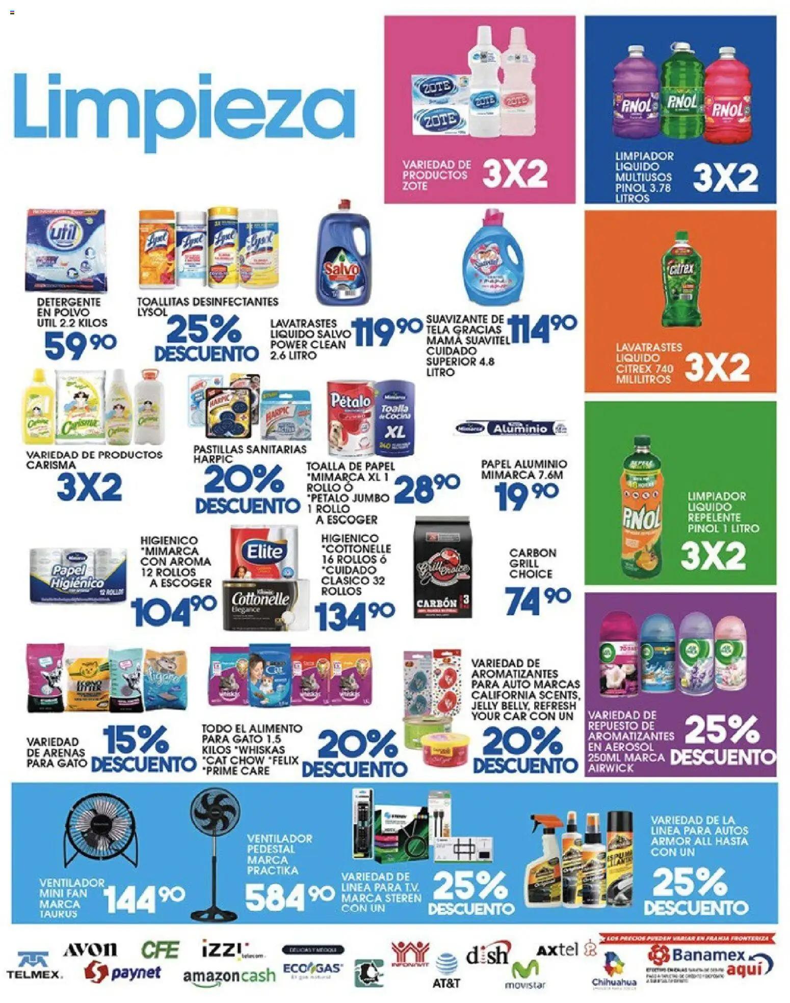 Vista previa las ofertas de la tienda Alsuper - Alsuper folleto desde el 12/06/2026 - Ventilador, Toalla, Ventilador de pedestal, Papel aluminio, Toallitas desinfectantes, Limpiador, Suavizante, Detergente en polvo