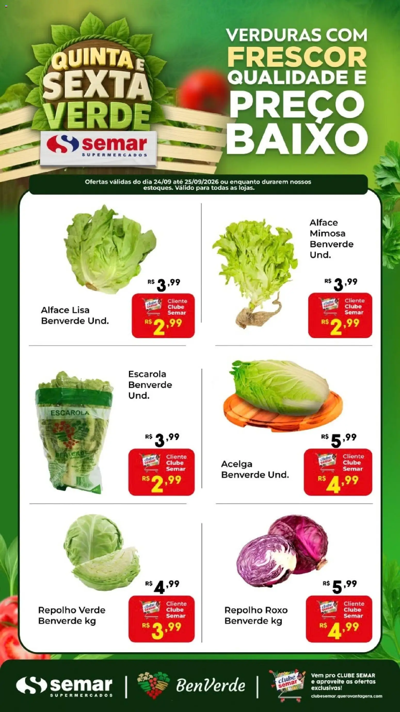Pré-Visualização do folheto "Semar Supermercado ofertas Quinta e Sexta Verde" da loja Semar Supermercado válido a partir de 24/09/2026