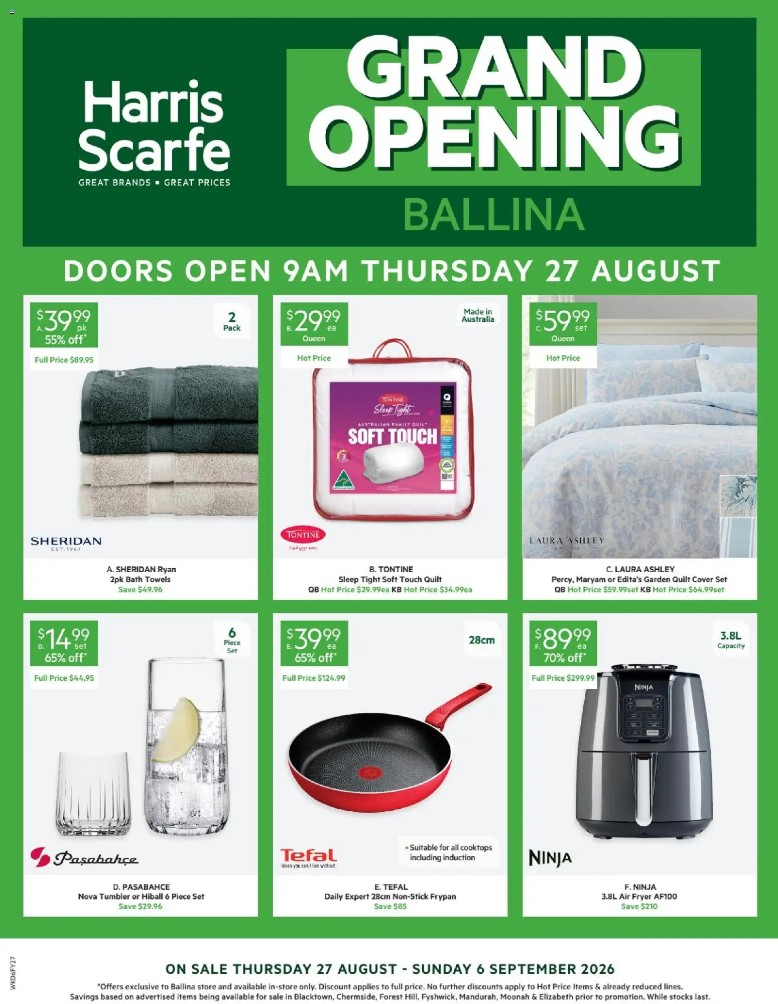 Preview of catalogue Harris Scarfe catalogue Grand Opening from shop Harris Scarfe valid 27/08/2026