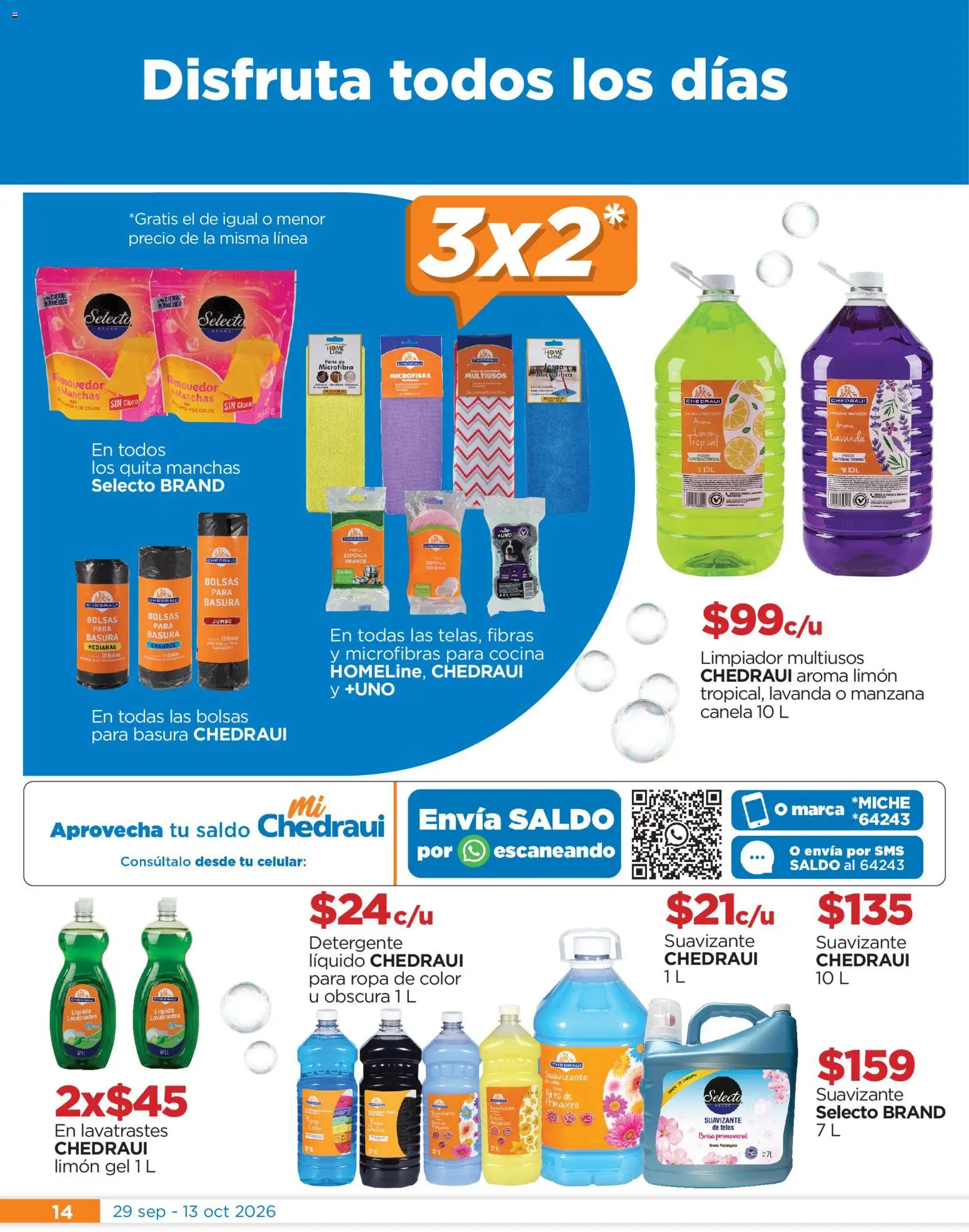 Vista previa las ofertas de la tienda Chedraui - Chedraui folleto Festival marca propia desde el 29/09/2026 - Manzana, Cocina, Limón, Esponja, Cloro, Detergente, Limpiador, Bolsas para basura