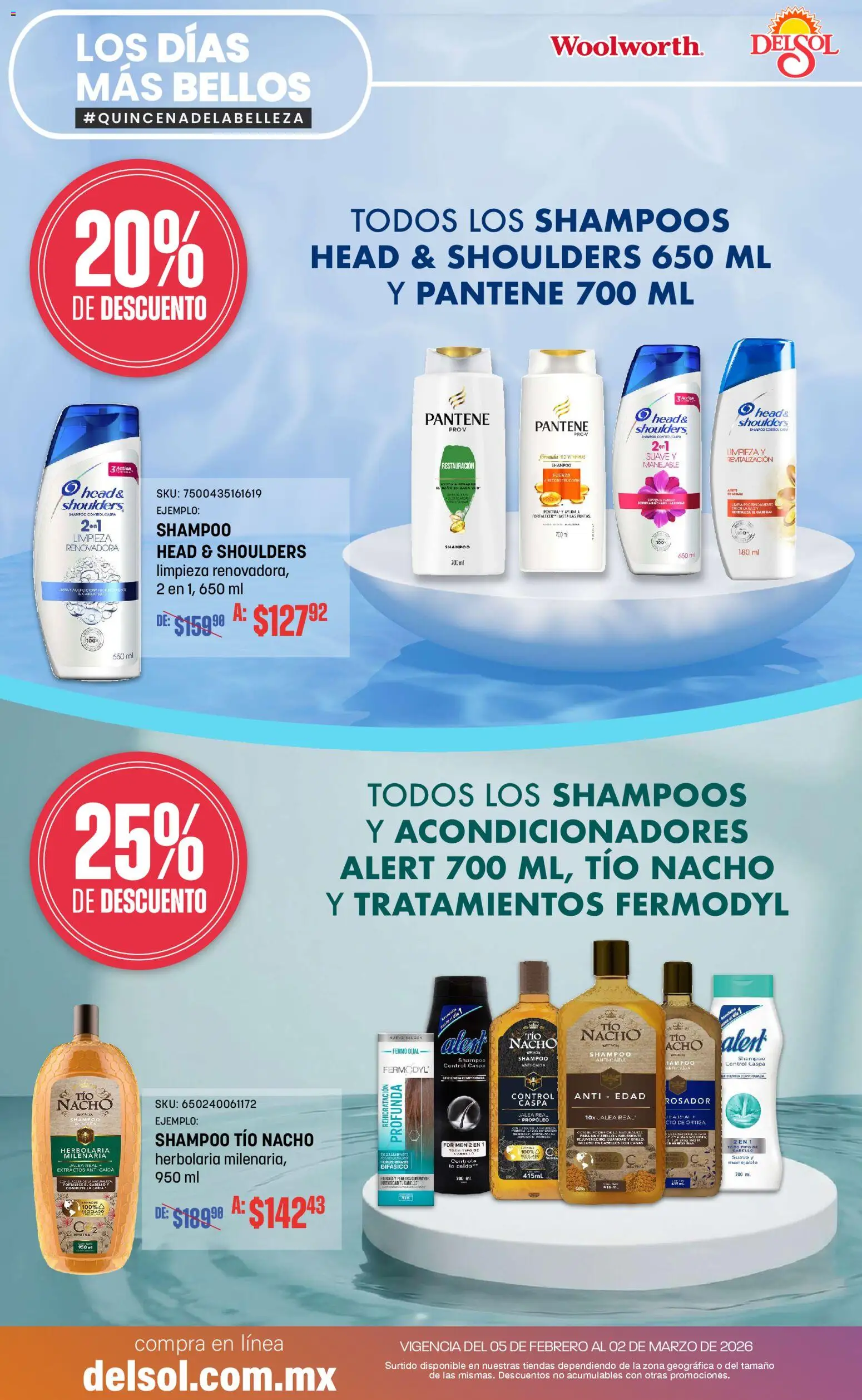 Vista previa las ofertas de la tienda Del Sol y Woolworth - Catálogo desde el 05/02/2026 - Shampoo, Head & Shoulders