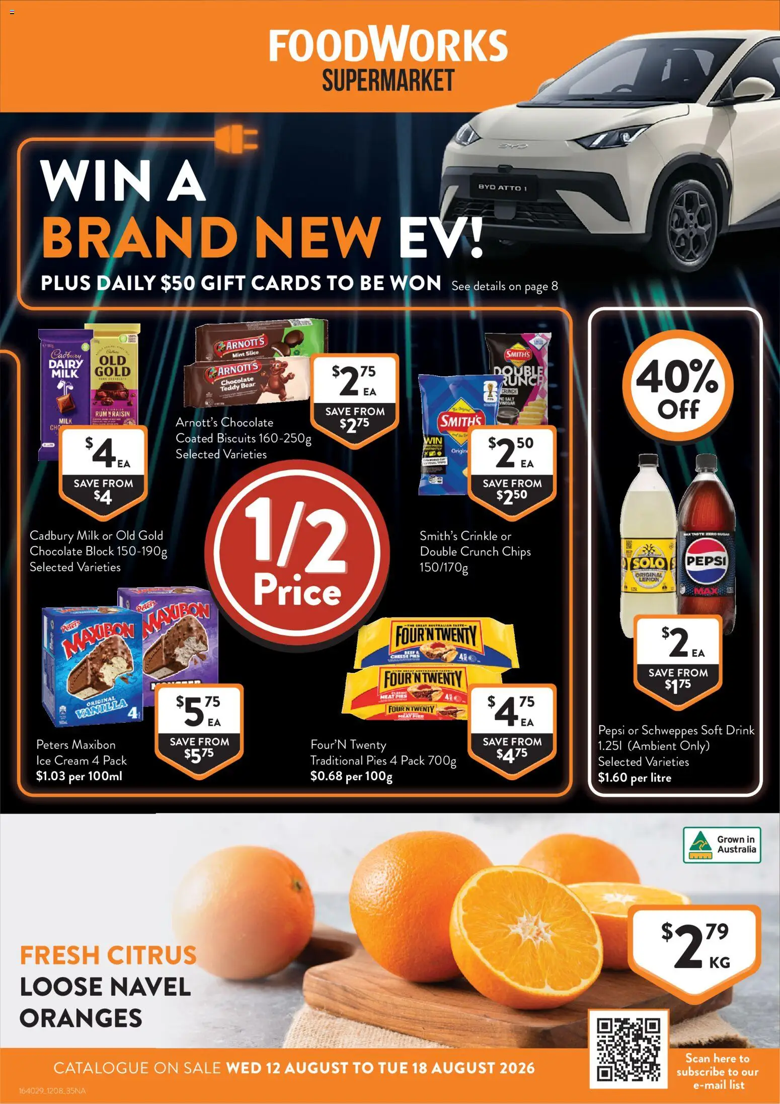 Preview of catalogue Foodworks catalogue NSW from shop Foodworks valid 12/08/2026 - Dairy, Chocolate, Biscuits, Ice cream, Rum, Lemon, Vanilla, Citrus