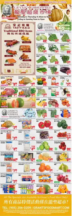 Un aperçu du dépliant Oceans weekly flyer - Grant’s Foodmart du magasin Oceans est valide à partir 2 oct. 2026