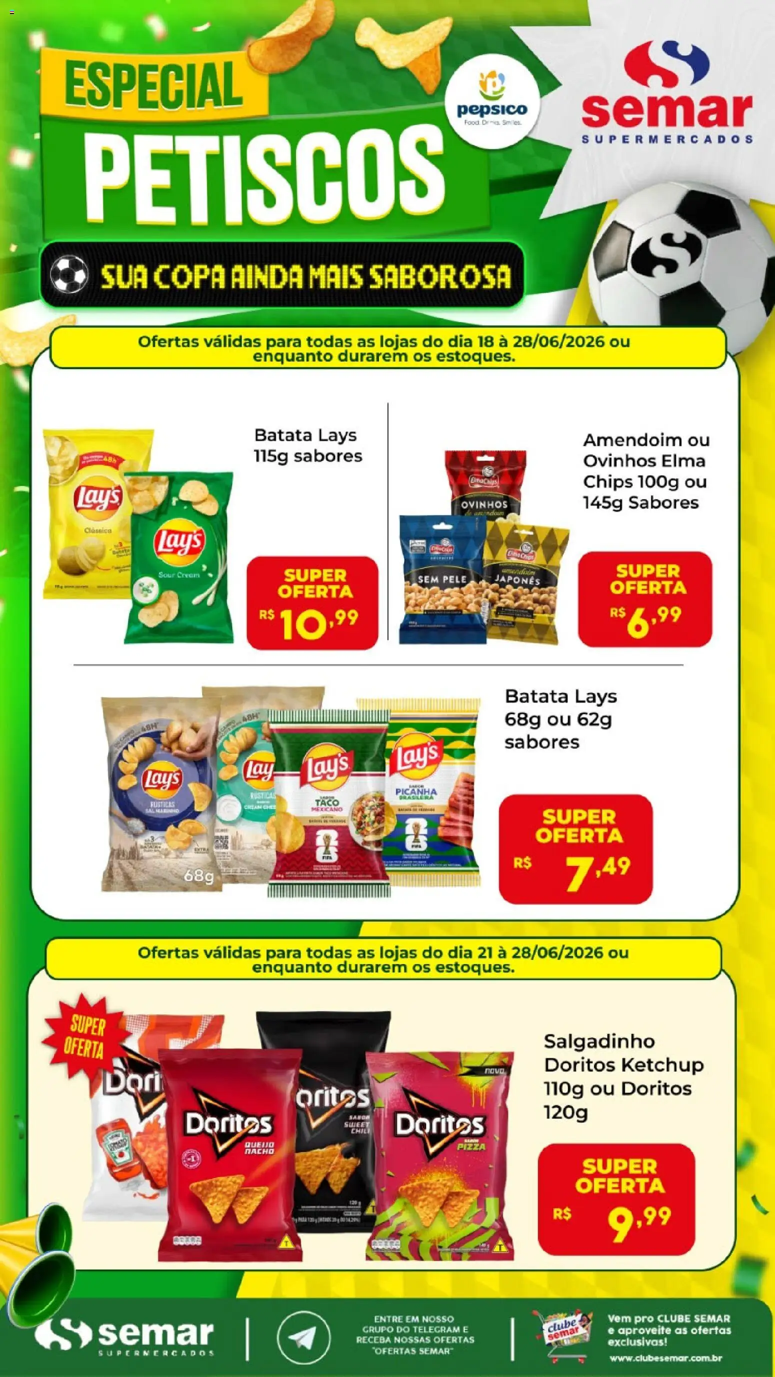 Pré-Visualização do folheto "Semar Supermercado ofertas Especial Petiscos" da loja Semar Supermercado válido a partir de 18/06/2026