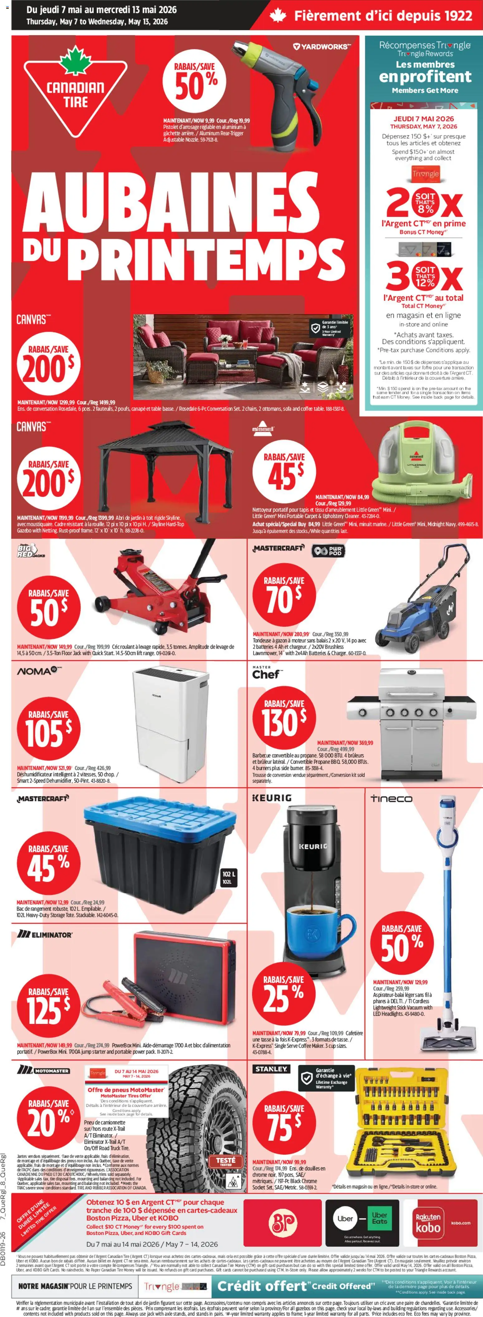 Preview of leaflet Canadian Tire circulaire - Aubaines du printemps from shop Canadian Tire is valid from May 07, 2026