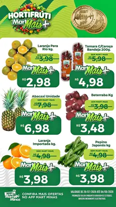 Pré-Visualização do folheto "Mart Minas ofertas Hortifruti" da loja Mart Minas válido a partir de 29/07/2026
