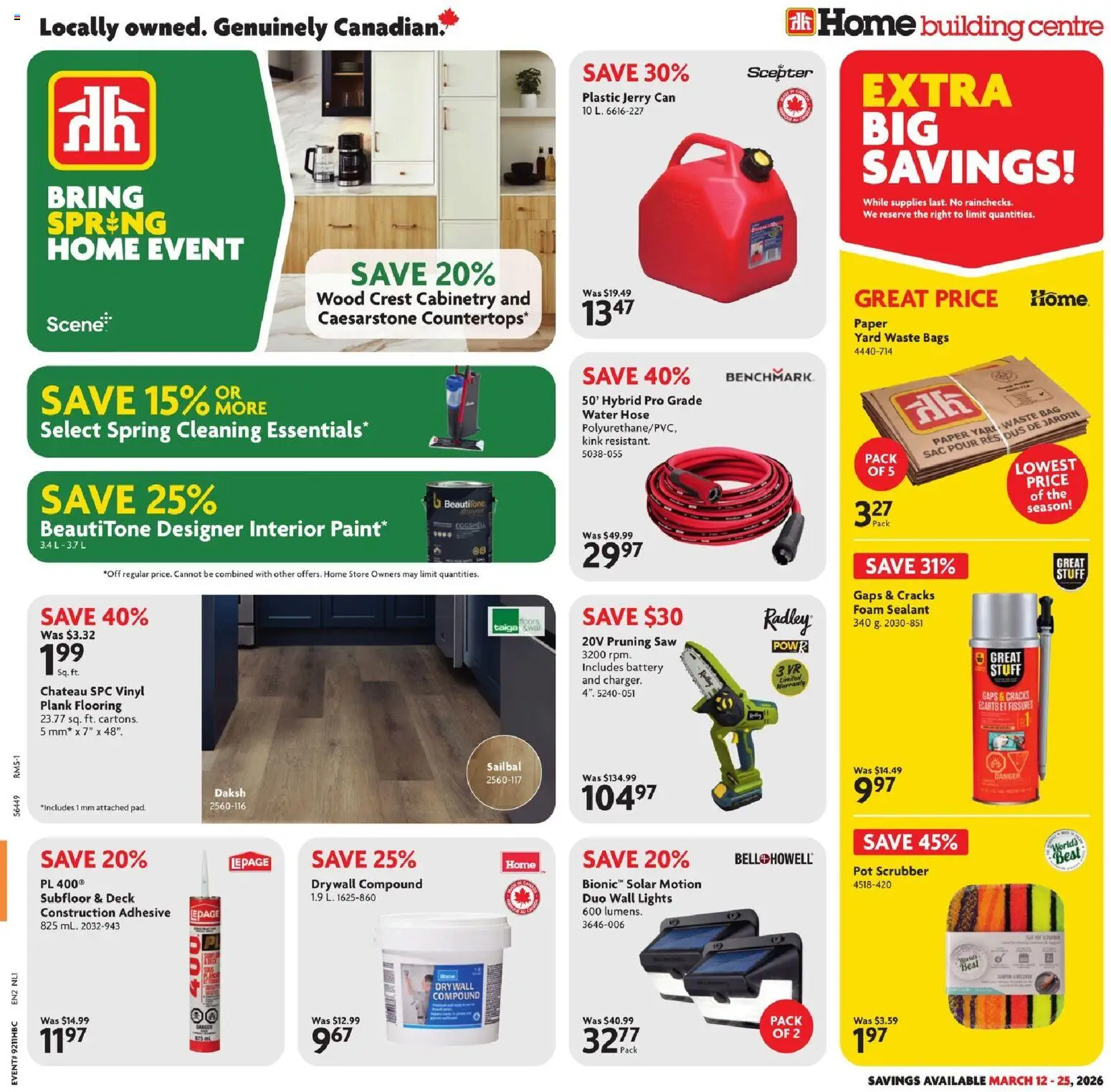 Preview of leaflet Weekly Flyer - NL from shop Home Hardware is valid from Mar 12, 2026 - Water, Battery, Bag, Foam, Scrubber
