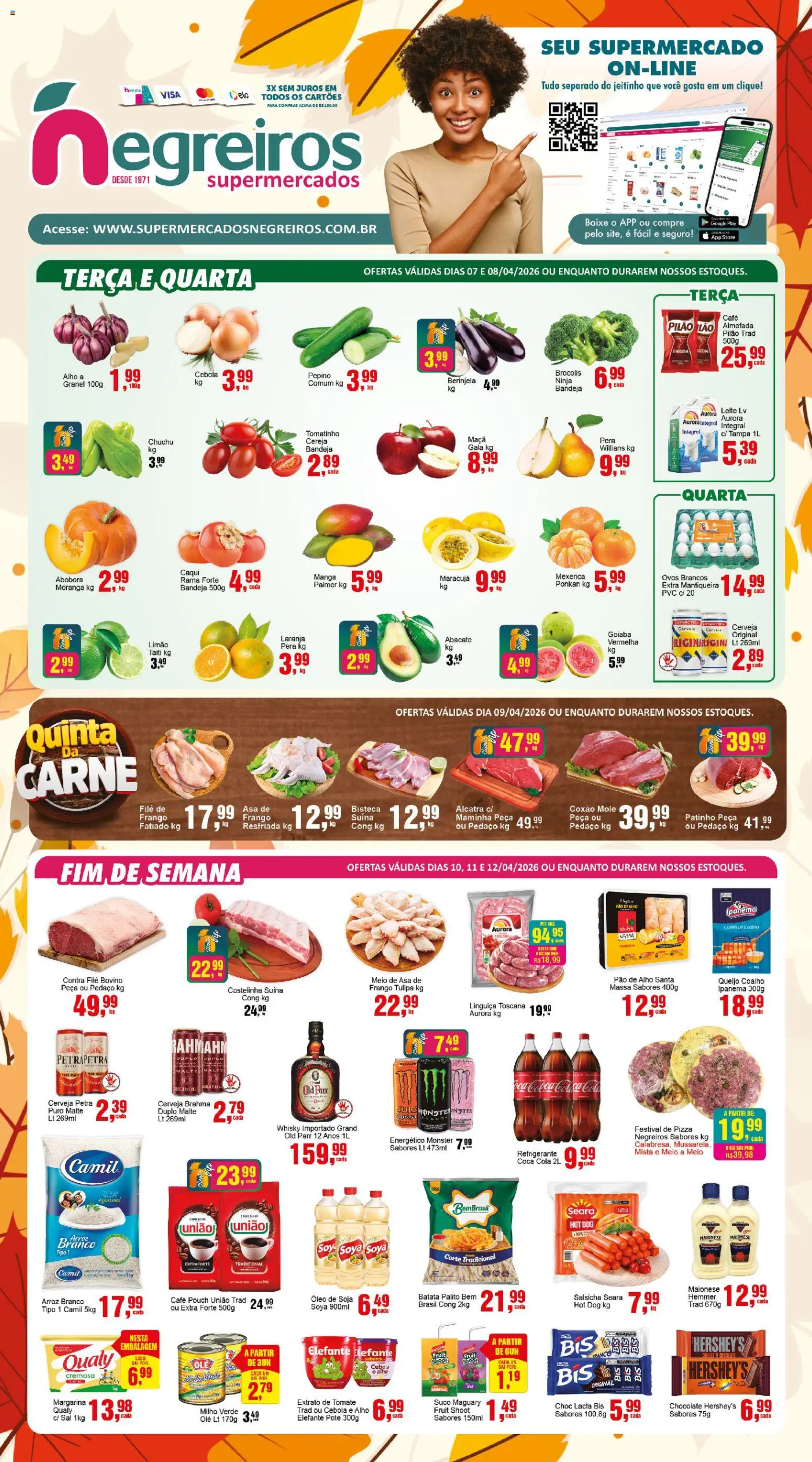 Pré-Visualização do folheto "Negreiros - Ofertas da semana" da loja Negreiros válido a partir de 07/04/2026 - Monster, Soja, Maracujá, Tomate, Maionese, Pao de alho, Milho verde, Margarina