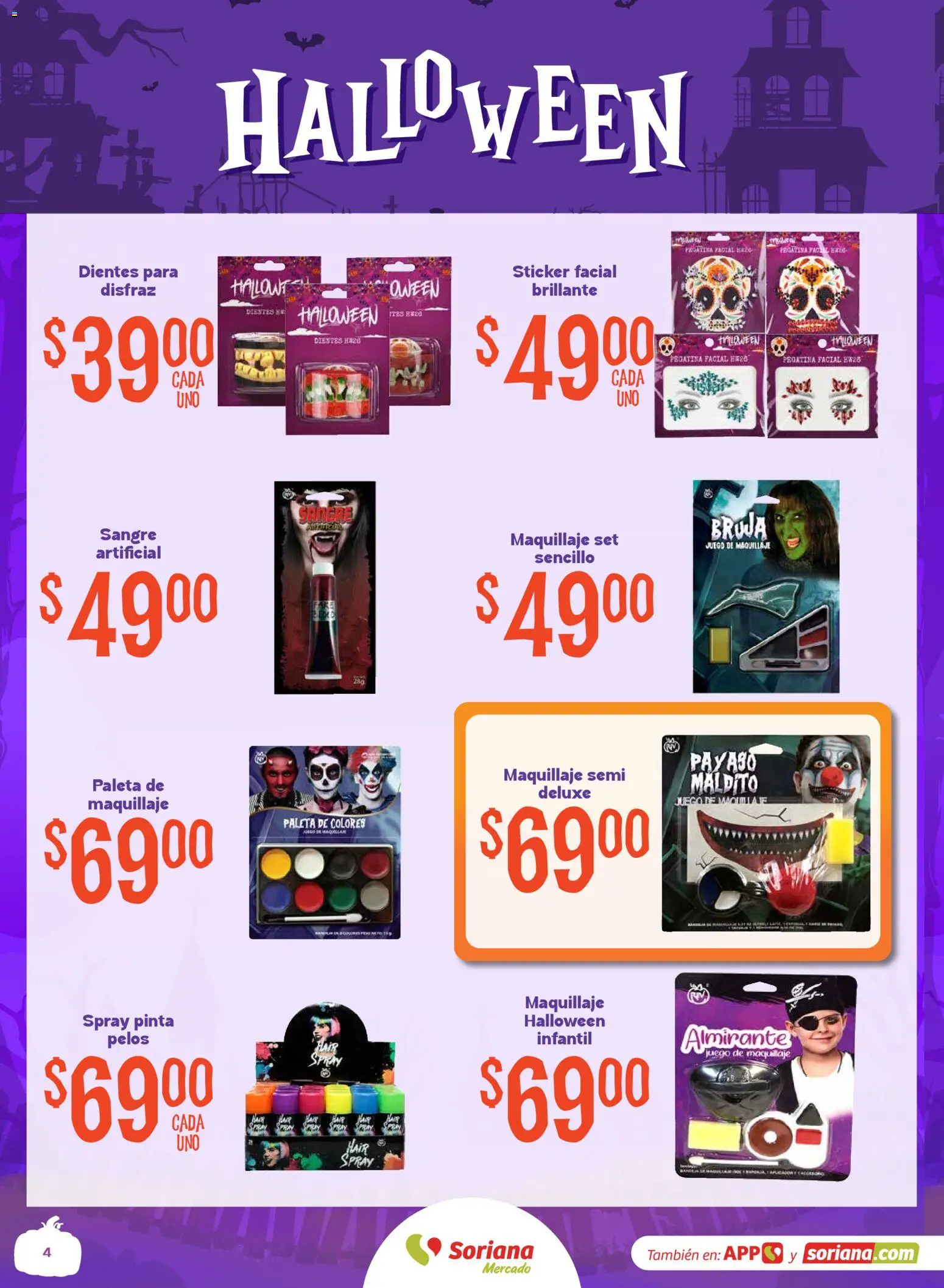 Vista previa las ofertas de la tienda Soriana - Soriana Mercado - Halloween y Día de muertos desde el 01/10/2026 - Juego, Maquillaje, Paleta