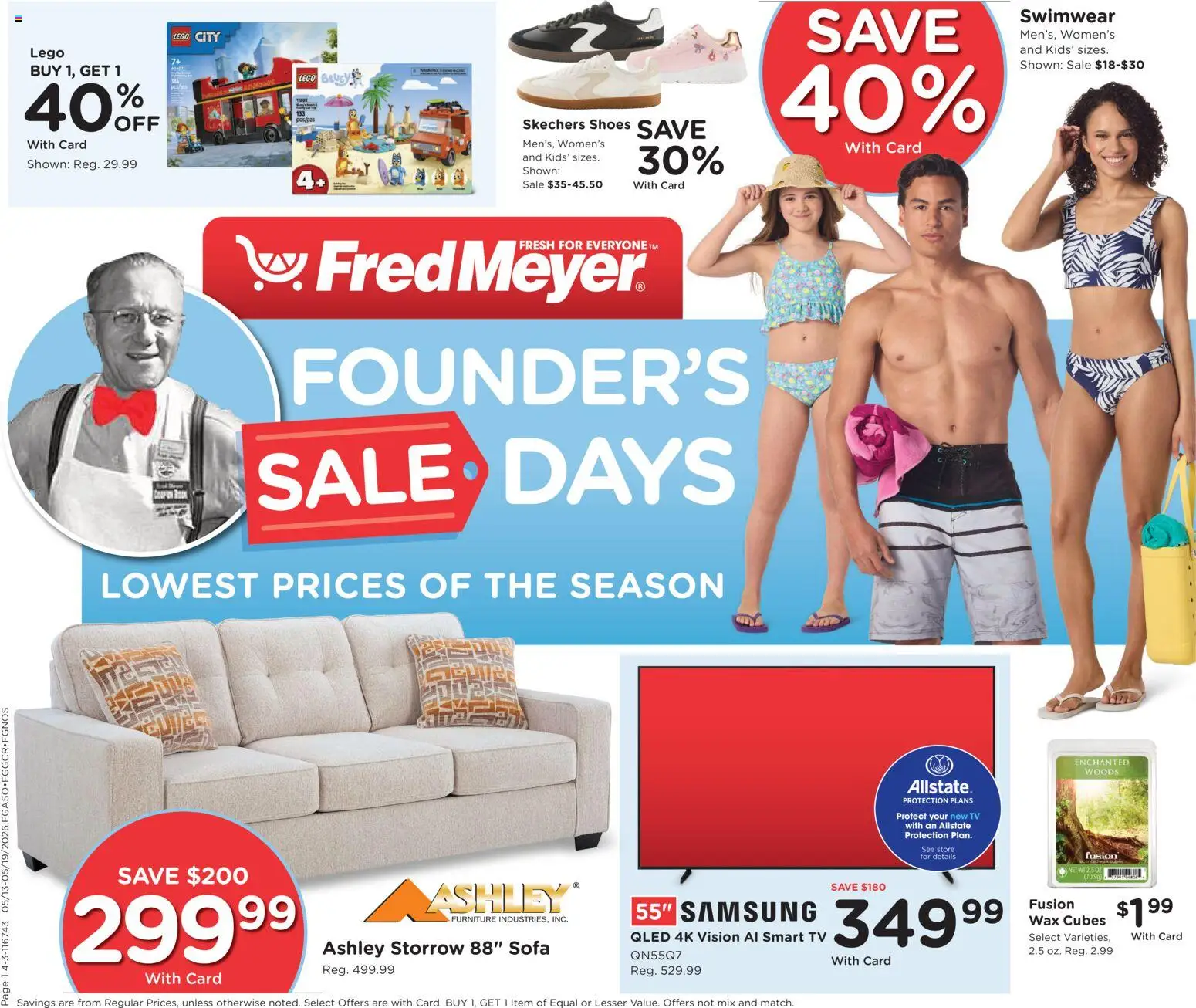 Ad Preview of Fred Meyer Fred Meyer Home & Apparel from 05/13/2026 - LEGO, Tv, Sofa, Fusion, Swimwear