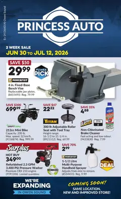 Un aperçu du dépliant Princess Auto flyer - 2 Week Sale! du magasin Princess Auto est valide à partir 30 juin 2026