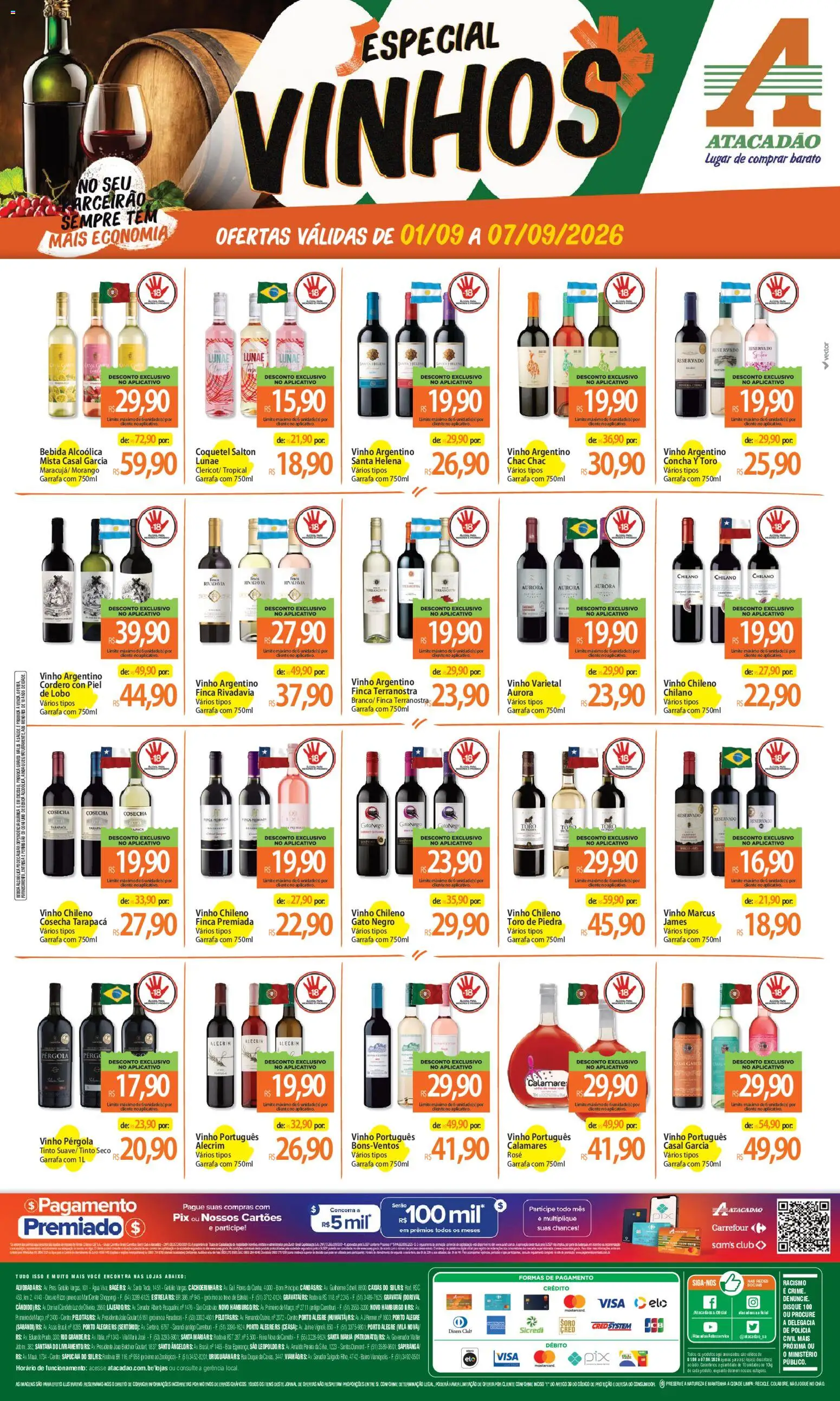 Pré-Visualização do folheto "Atacadão ofertas - RS" da loja Atacadão válido a partir de 01/09/2026 - Água, Vinho, Bebida, Pó