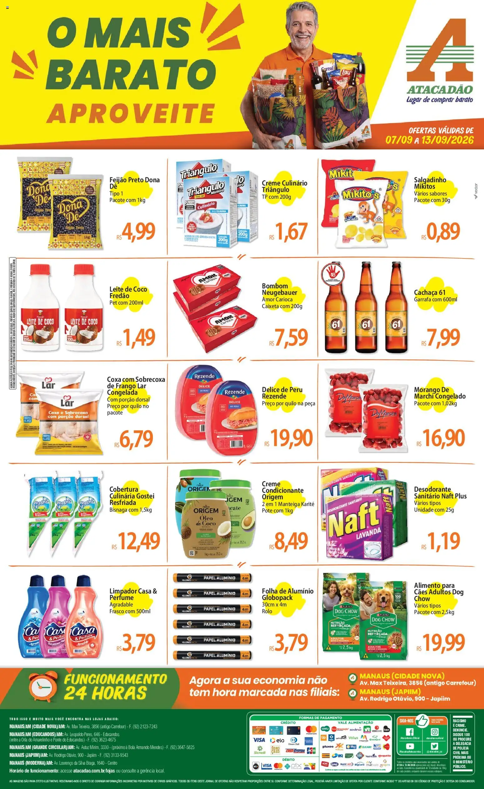 Pré-Visualização do folheto "Atacadão ofertas - AM" da loja Atacadão válido a partir de 07/09/2026 - Perfume, Óleo, Base, Bebida, Cachaça, Leite de coco, Papel alumínio, Rolo