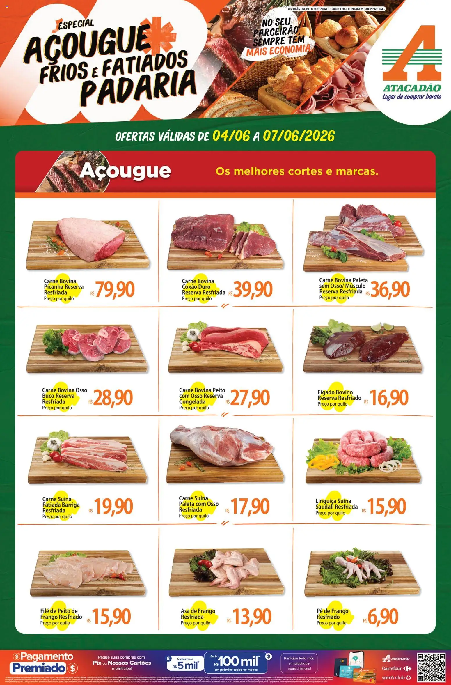 Pré-Visualização do folheto "Atacadão ofertas - MG" da loja Atacadão válido a partir de 04/06/2026 - Carne, Frango, Fígado, Linguiça, Carne bovina, Coxão duro, Asa de frango, Frango resfriado