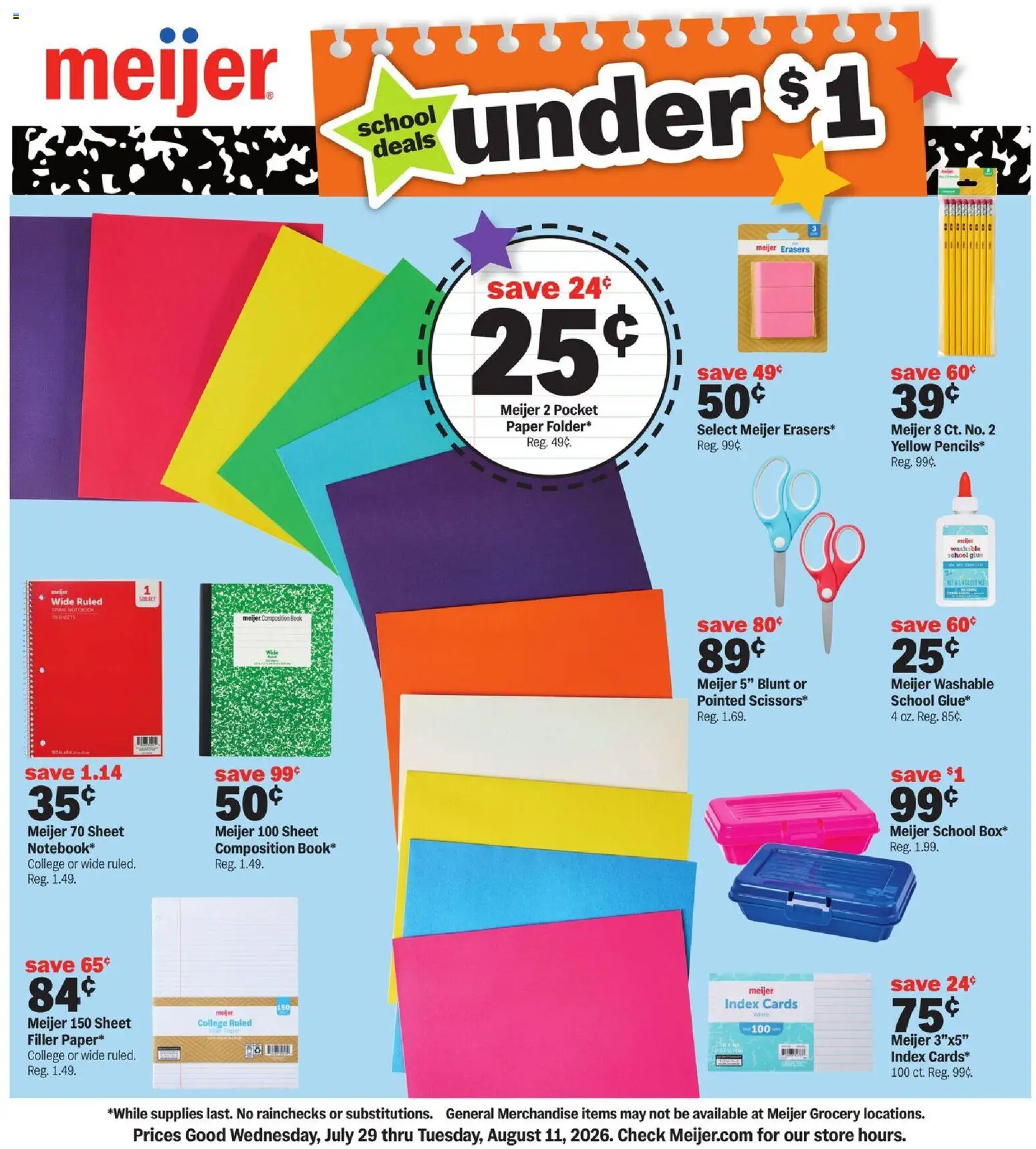 Ad Preview of Meijer Meijer Back to School Deals from 07/29/2026