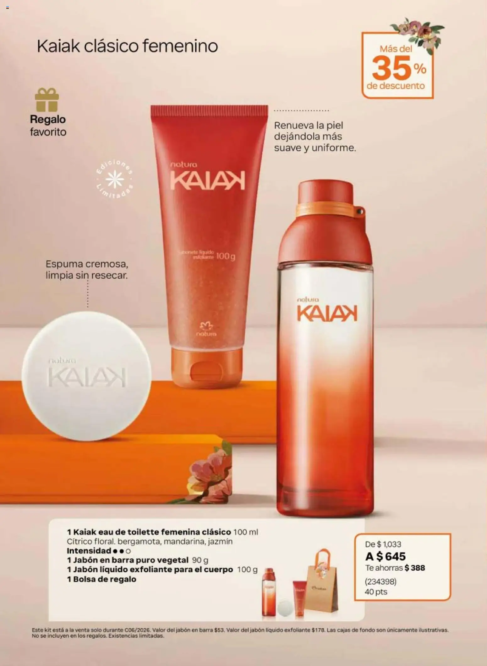 Vista previa las ofertas de la tienda Natura - Natura campaña 6 2026 desde el 02/04/2026 - Té, Bolsa, Jabón, Barra, Eau de toilette, Exfoliante, Jabón líquido, Espuma