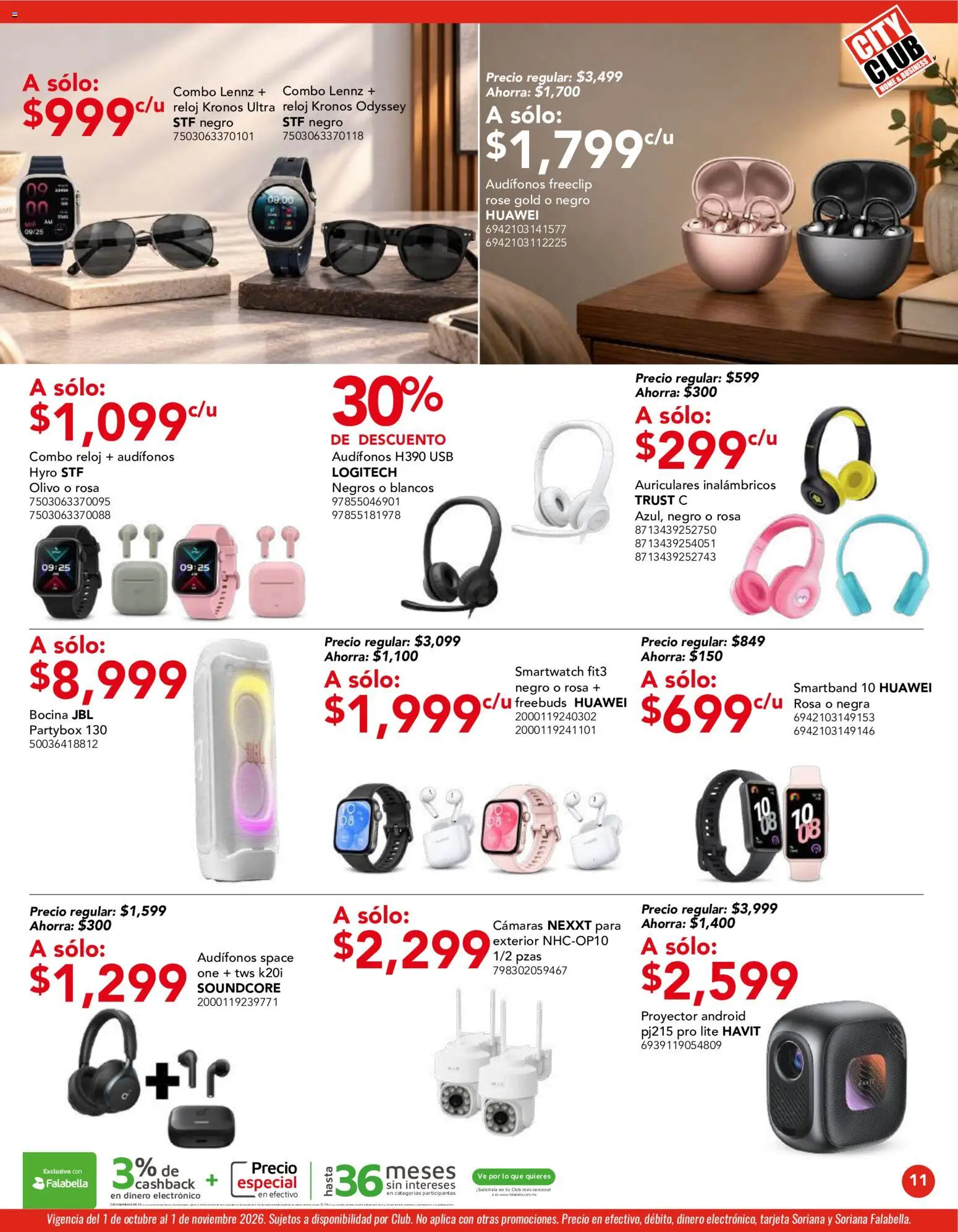 Vista previa las ofertas de la tienda City Club - City Club catálogo desde el 01/10/2026 - Reloj, Audífonos, Bocina, Proyector, Usb