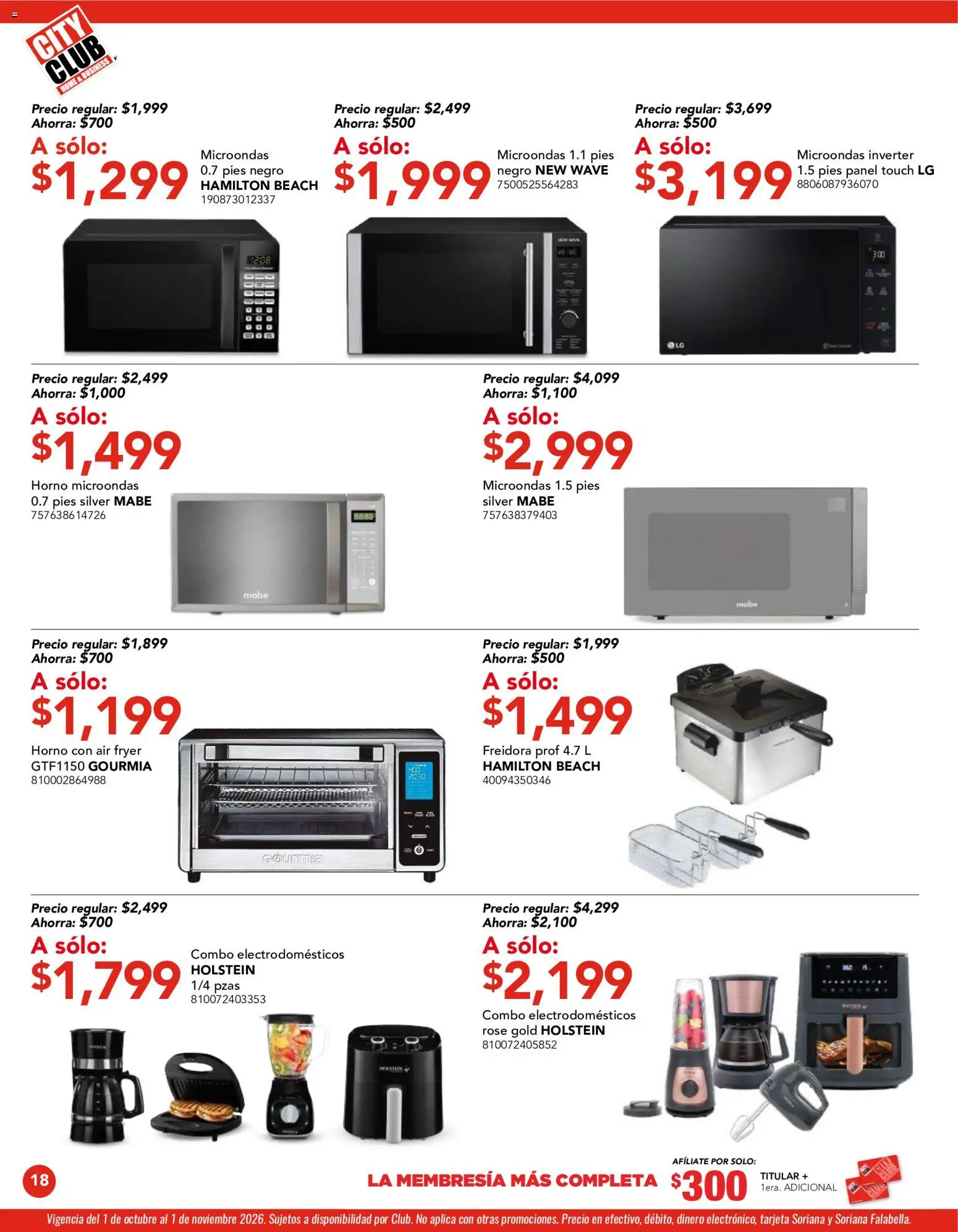 Vista previa las ofertas de la tienda City Club - City Club catálogo desde el 01/10/2026 - Microondas, Horno, Freidora