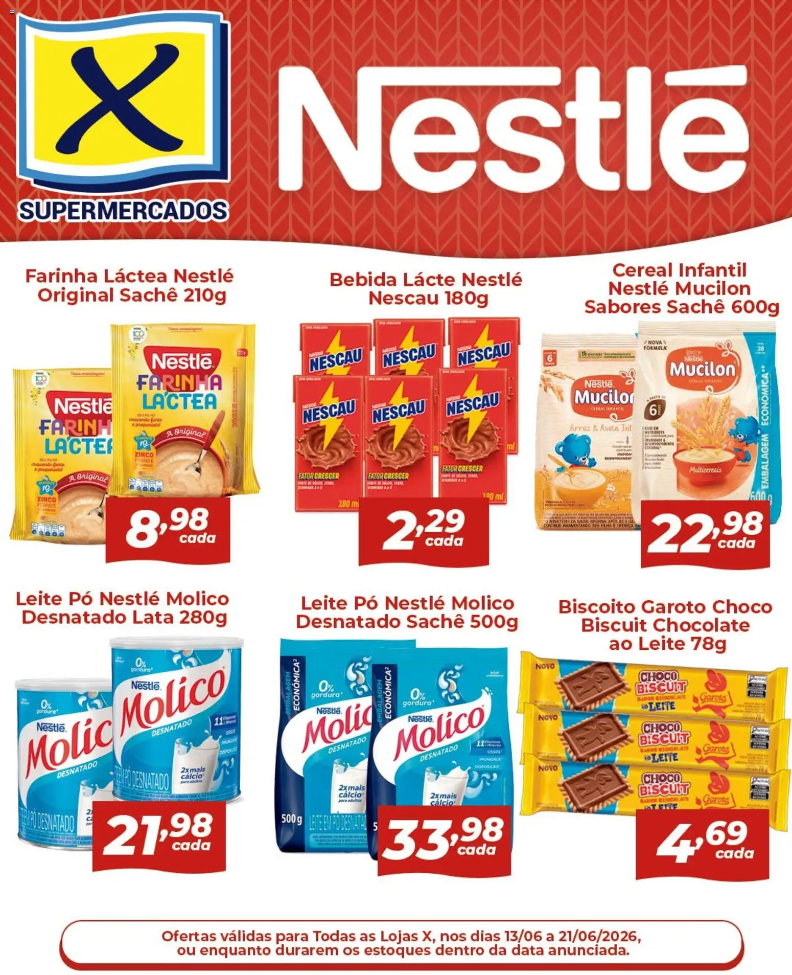 Pré-Visualização do folheto "X Supermercados ofertas Nestlé" da loja X Supermercados válido a partir de 13/06/2026