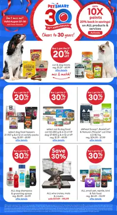Un aperçu du dépliant Petsmart weekly flyer / circulaire du magasin Petsmart est valide à partir 27 août 2026