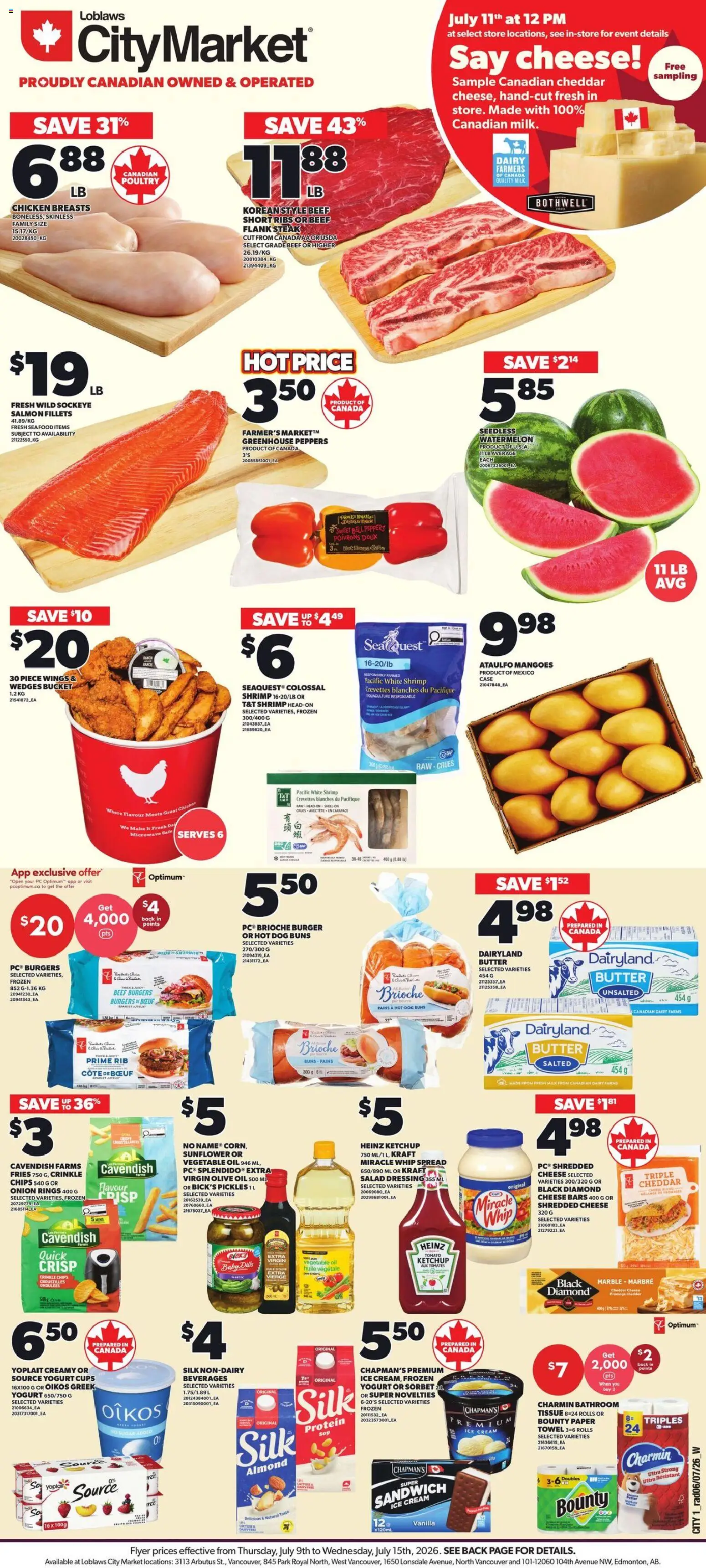 Preview of leaflet Loblaws flyer - AB from shop Loblaws is valid from Jul 09, 2026 - Ice cream, Salad, Ice, Yogurt, Oil, Fries, Onion, Poultry
