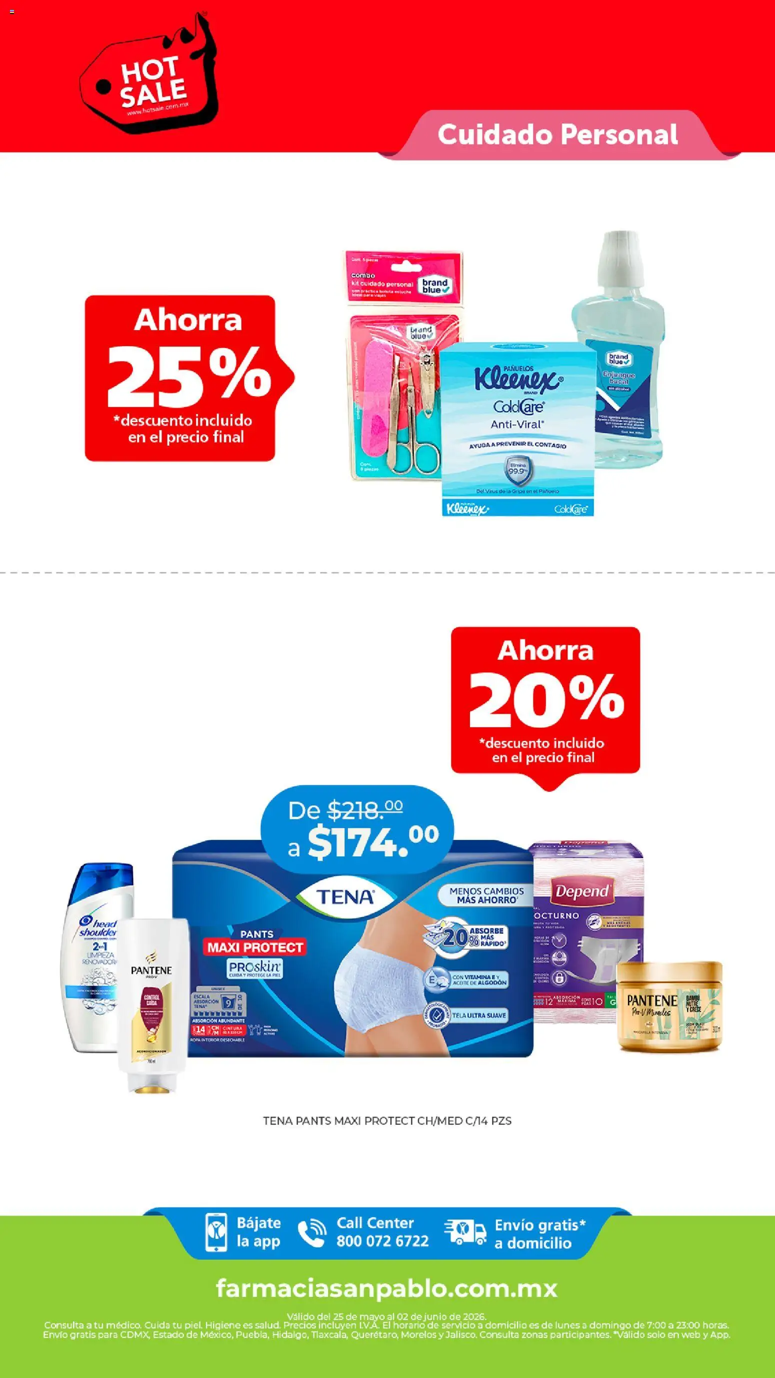 Vista previa las ofertas de la tienda Farmacia San Pablo - Farmacia San Pablo Hot Sale desde el 25/05/2026 - Ropa, Aceite, Enjuague bucal, Pants, Algodón, Pañuelo, Ropa interior