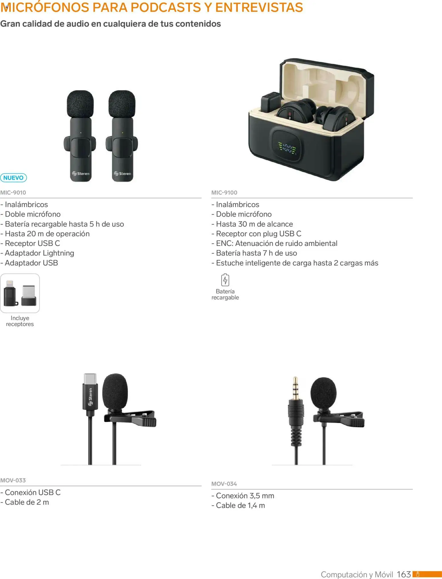 Vista previa las ofertas de la tienda Steren - Catálogo desde el 01/01/2026 - Batería, Micrófono, Usb, Audio, Cable, Movil, Adaptador, Estuche