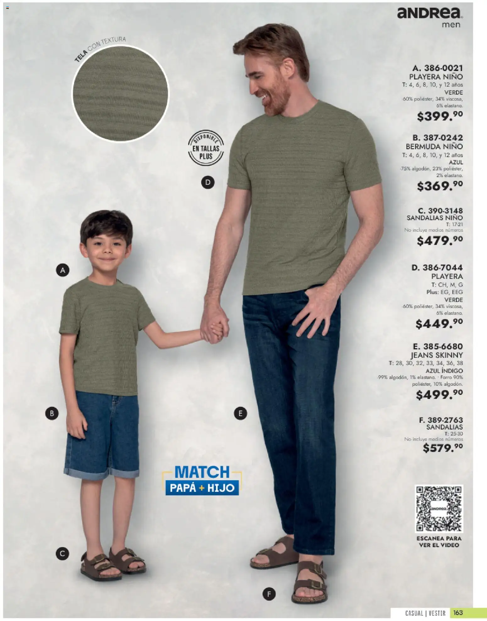 Vista previa las ofertas de la tienda Andrea - Andrea catálogo Vestir Caballero desde el 24/05/2026 - Video, Papa, Playera, Sandalias, Bermuda