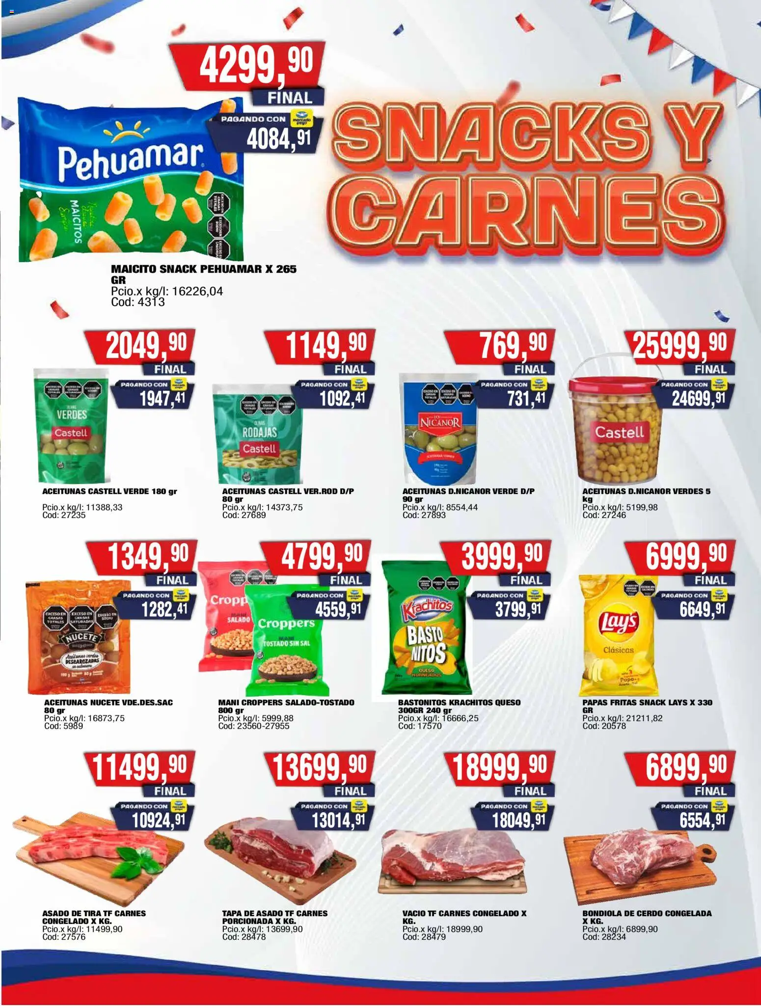 Vista previa del folleto de la tienda Maxiconsumo válido desde el 10/08/2026 - Queso, Papas fritas, Cerdo, Snacks, Bondiola de cerdo, Mani, Aceitunas, Asado de tira