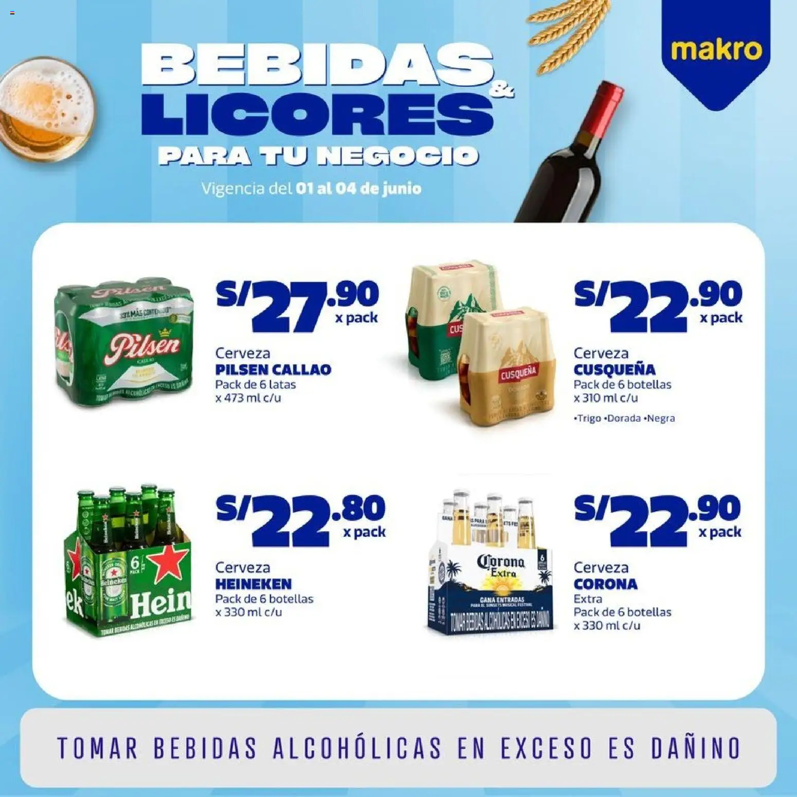 Vista previa de Catálogo Makro Volante Bebidas y Licores de la tienda Makro válido desde 01/06/2026 - Cerveza, Bebidas, Cerveza Corona