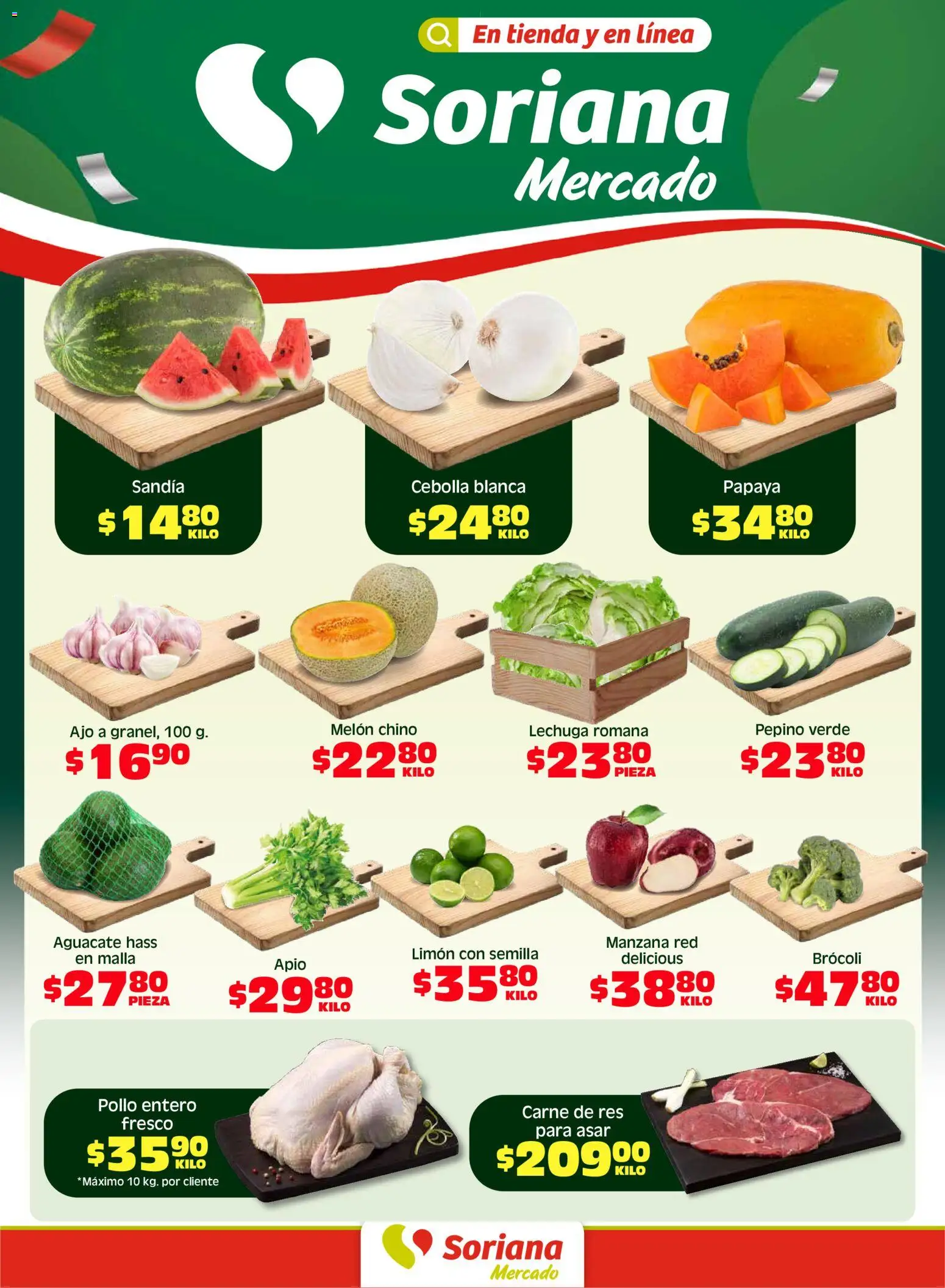 Vista previa las ofertas de la tienda Soriana - Soriana Fin de Semana Mercado: Ags, Nay, Jal, Qro, Col, Mich, Gto, Hgo, Tlax, Mor, Pue, Gro, Oax, Edo. de Mex, CDMX, Zac y SLP desde el 15/05/2026 