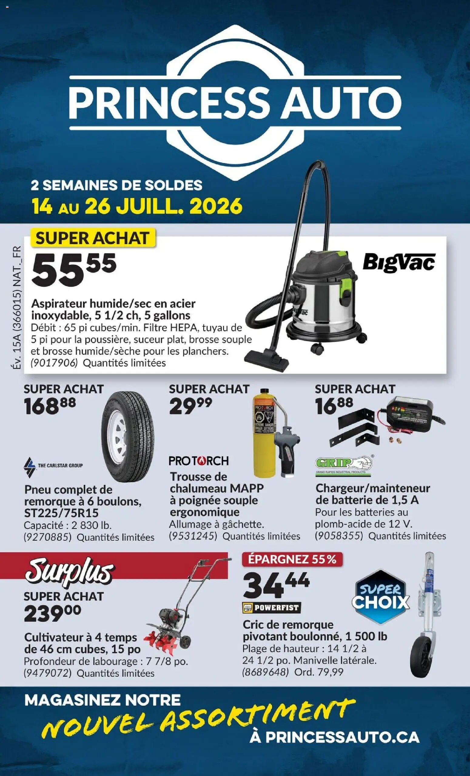 Preview of leaflet Princess Auto circulaire - 2 Semaines de Soldes ! from shop Princess Auto is valid from Jul 14, 2026 - Batteries