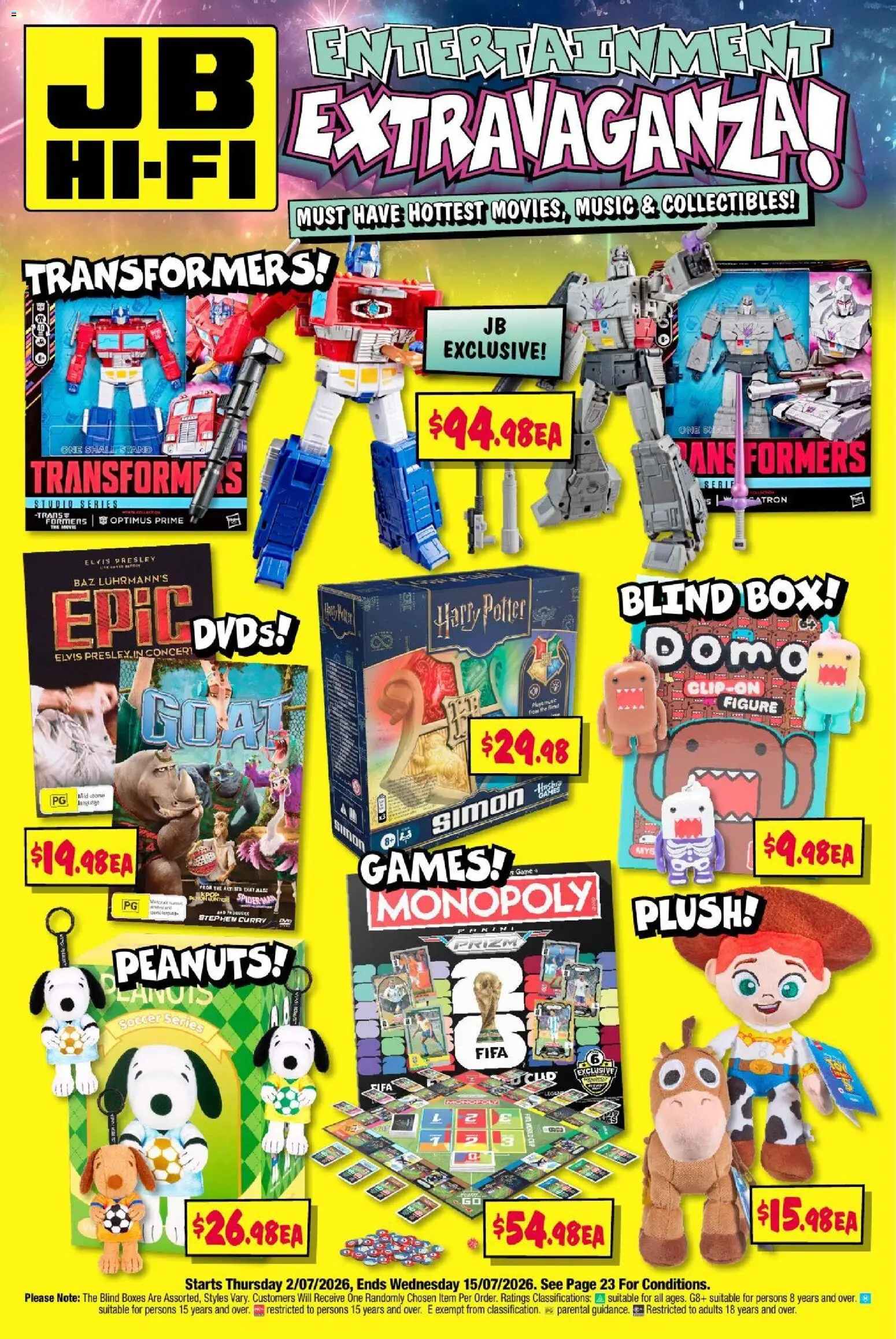 Preview of catalogue JB Hi-Fi Entertainment Extravaganza from shop JB Hi-Fi valid 02/07/2026 - Box, Curry, Peanuts