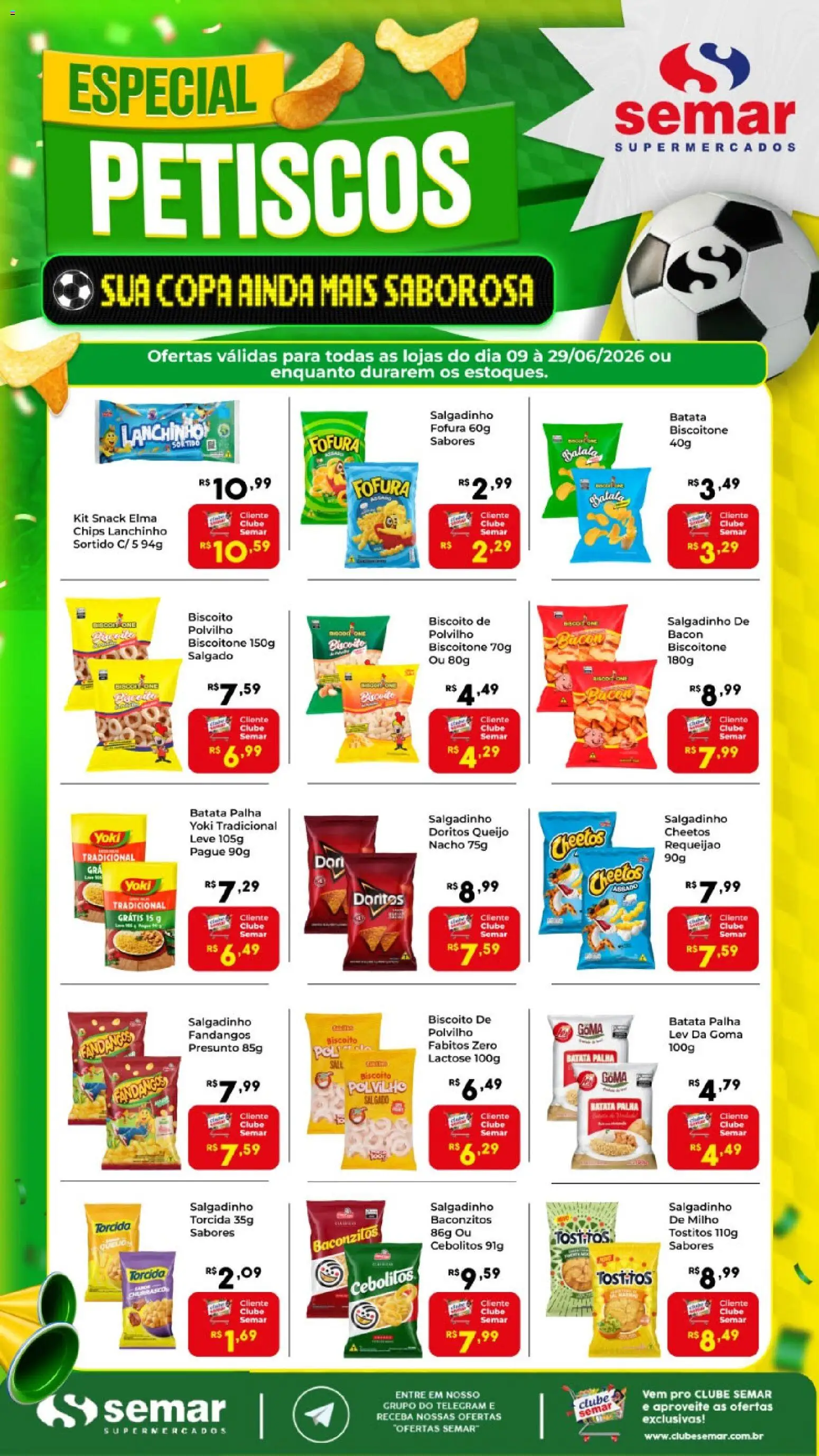 Pré-Visualização do folheto "Semar Supermercado ofertas Petiscos" da loja Semar Supermercado válido a partir de 09/06/2026
