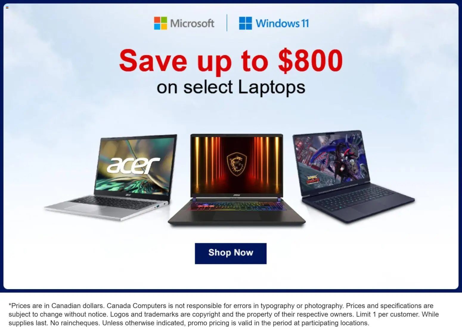Preview of leaflet Canada Computers weekly flyer from shop Canada Computers is valid from Sep 22, 2026