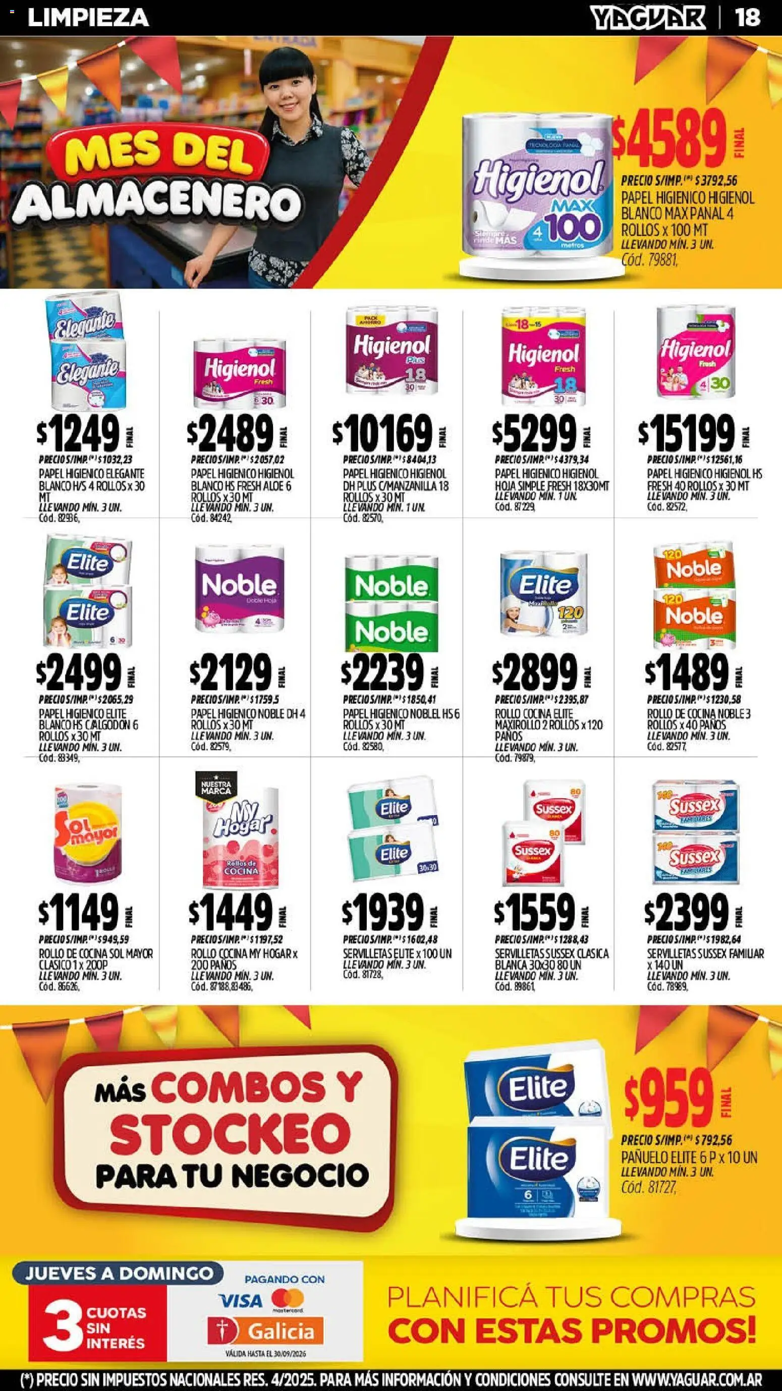 Vista previa del folleto de la tienda Yaguar válido desde el 07/09/2026 - Cocina, Papel higiénico, Pañuelo, Servilletas, Rollos de cocina