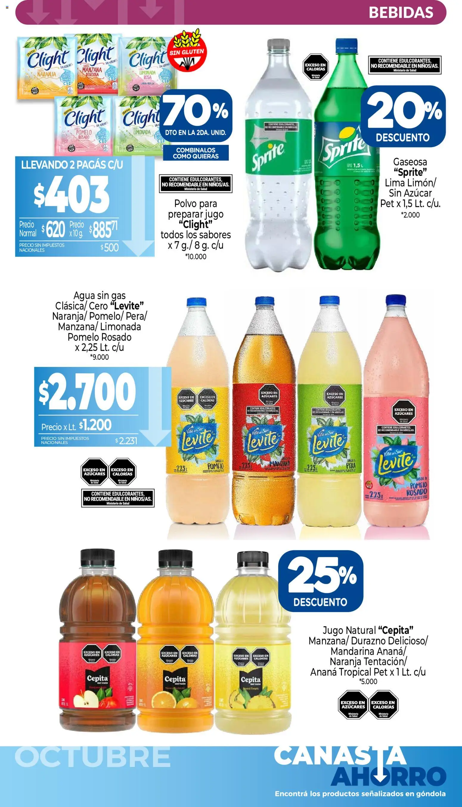 Vista previa del folleto de la tienda La Anonima válido desde el 01/10/2026 - Agua, Lima, Azucar, Pomelo, Canasta, Limonada, Polvo, Jugo natural