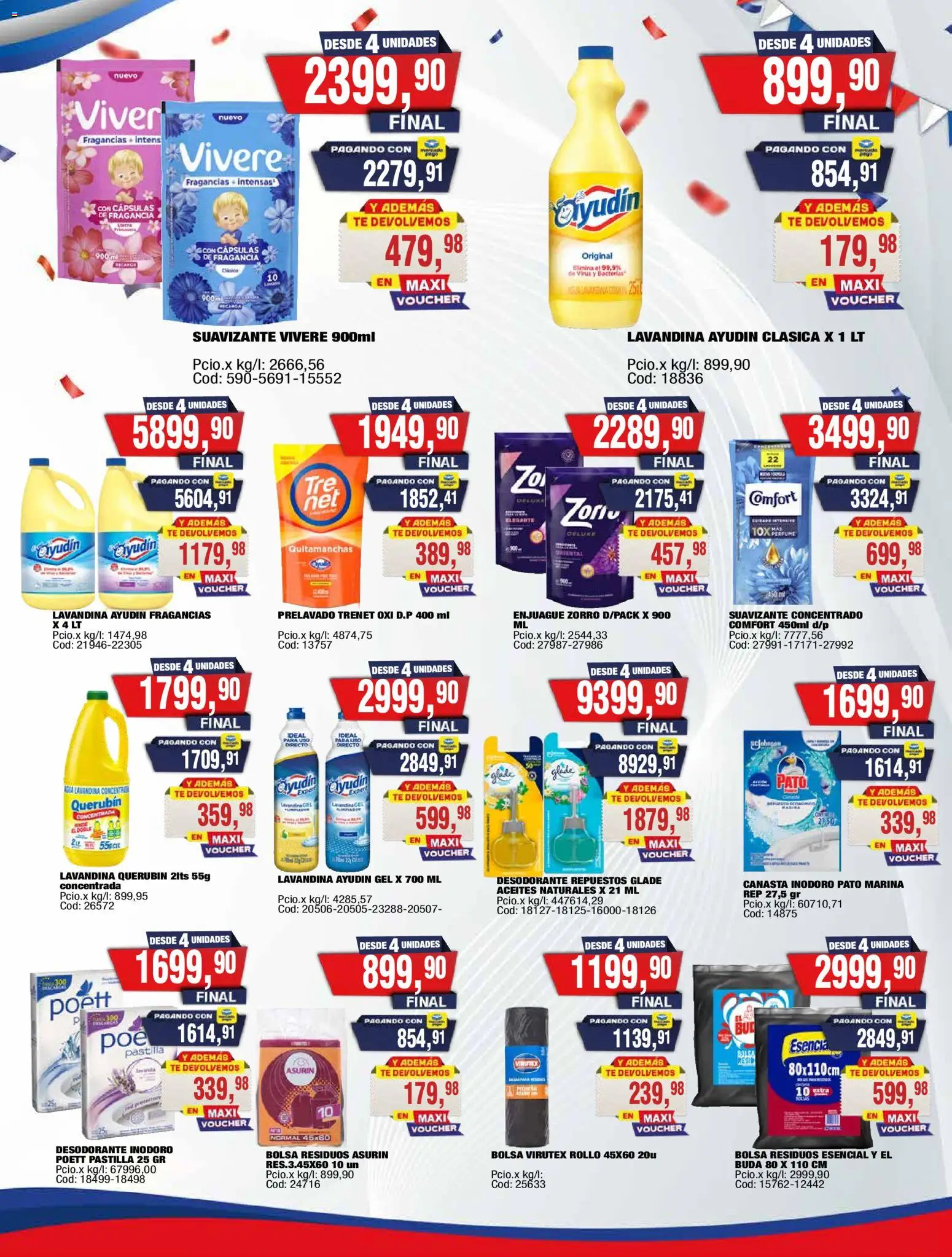Vista previa del folleto de la tienda Maxiconsumo válido desde el 10/08/2026 - Pato, Bolsa, Bowl, Lavandina, Canasta, Fragancia, Cápsulas, Quitamanchas