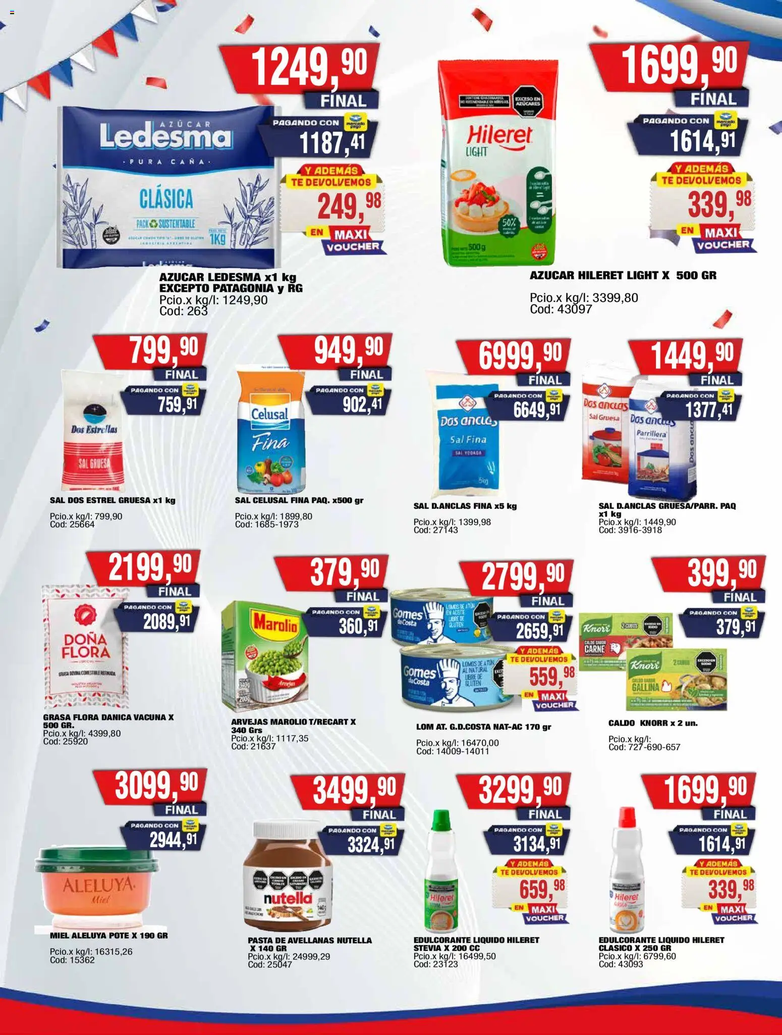 Vista previa del folleto de la tienda Maxiconsumo válido desde el 10/08/2026 - Pasta, Azucar, Aceite, Nutella, Arvejas, Atún, Sal, Edulcorante